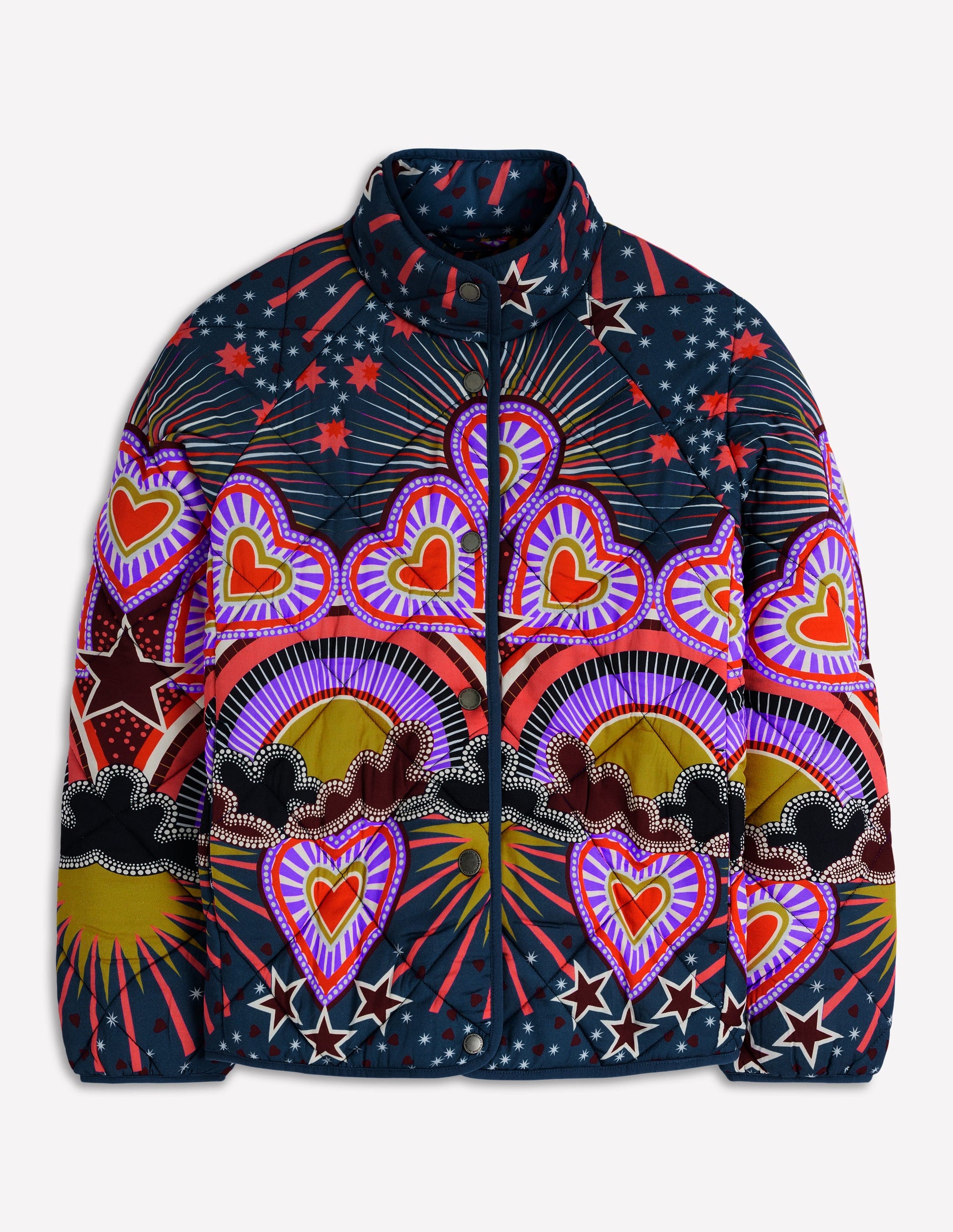 Printed Quilted Jacket-Multi, Conversational-5
