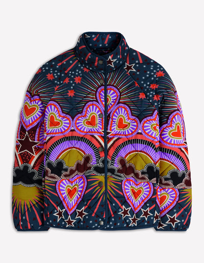 Printed Quilted Jacket-Multi, Conversational-5