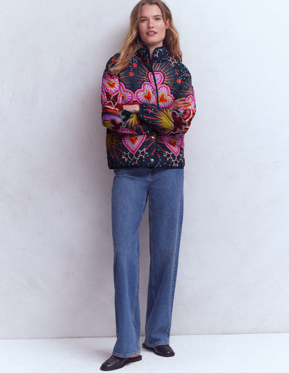 Printed Quilted Jacket-Multi, Conversational-1