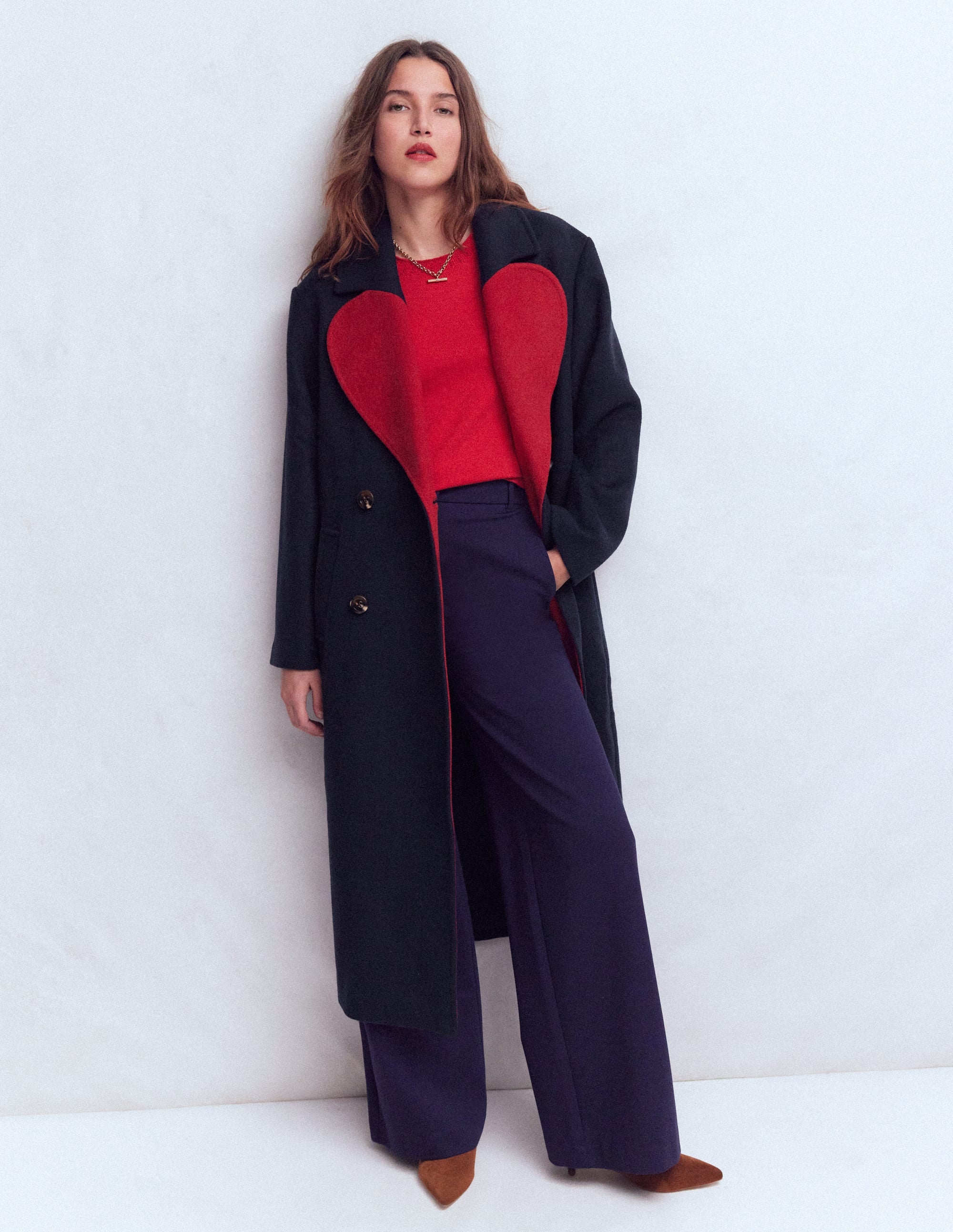 Cocoon Wool Coat-Navy Heart - Image 1