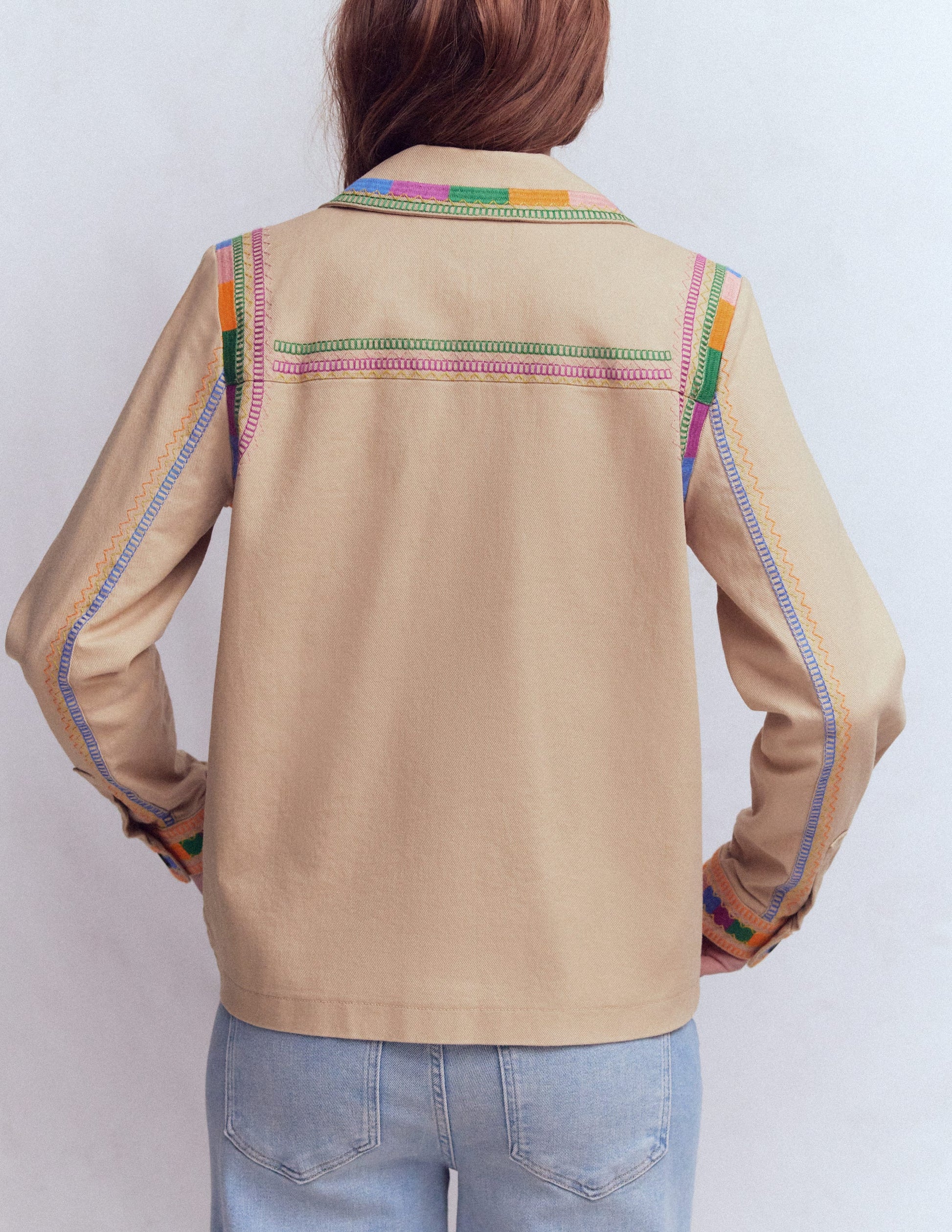 Embroidered Utility Jacket-Camel-3