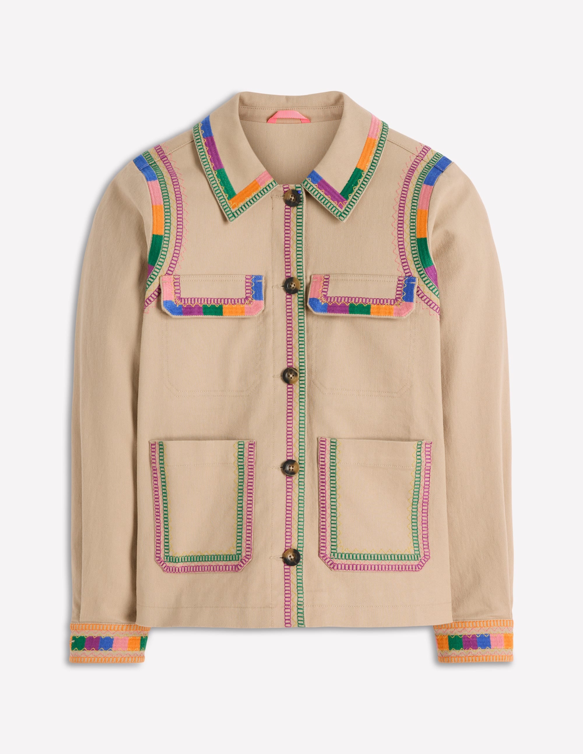 Embroidered Utility Jacket-Camel - Image 5