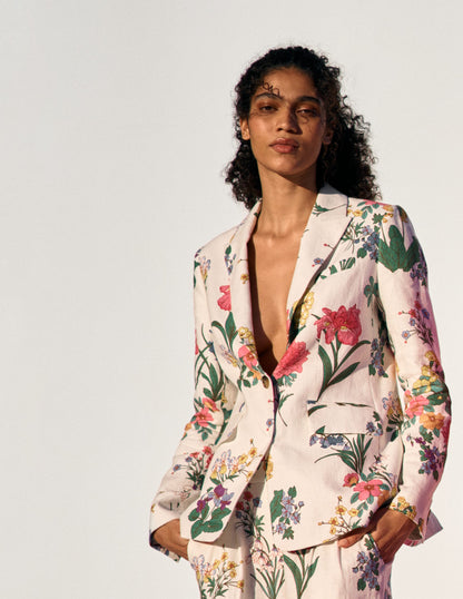 Woodbridge Linen Blazer-White, Delicate Blossom-6