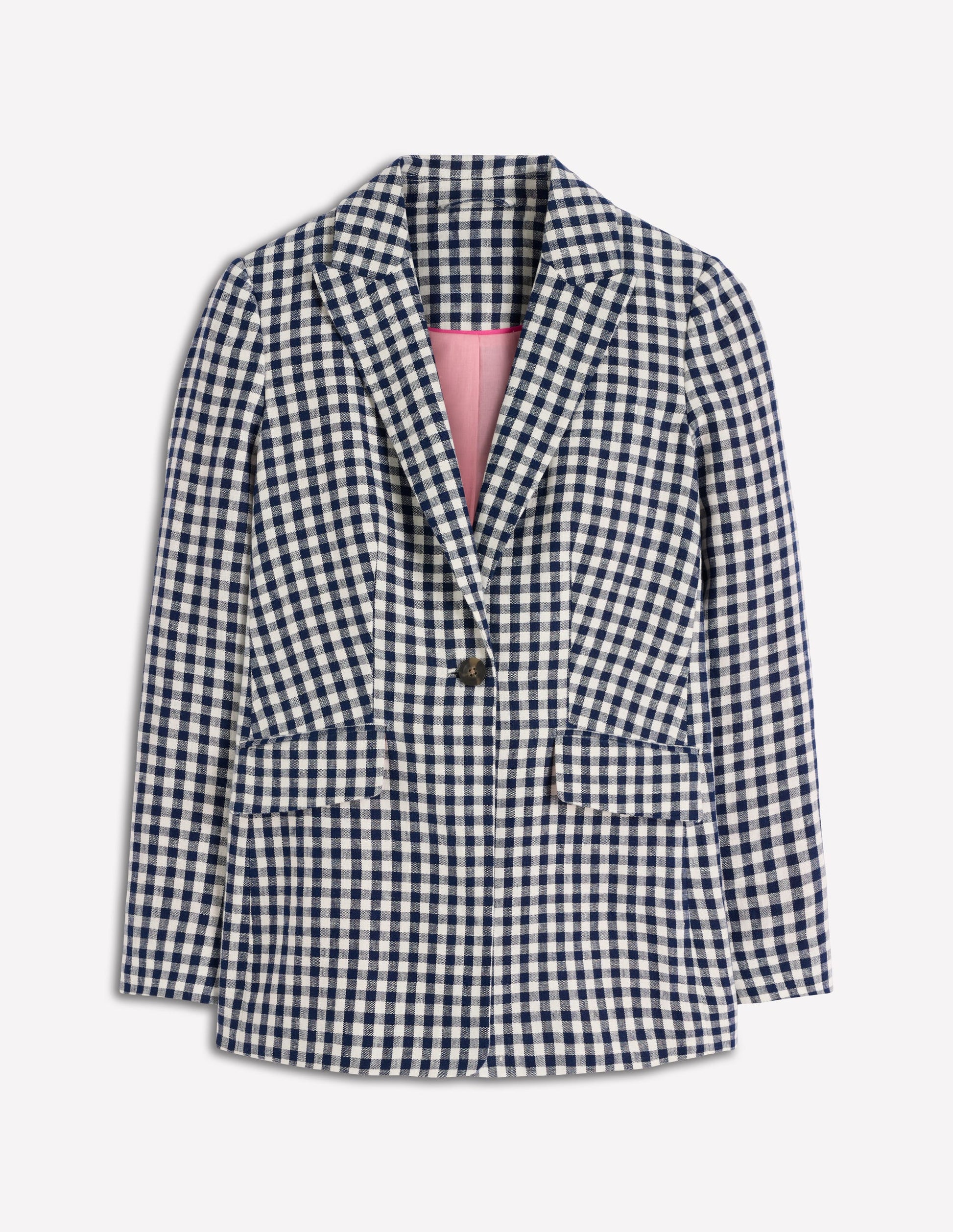 Woodbridge Linen Blazer-Navy, Ivory Gingham-6