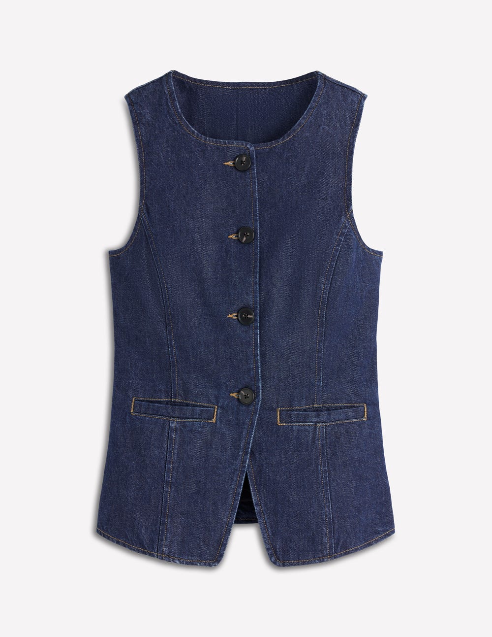Denim Waistcoat-Indigo Denim - Image 6