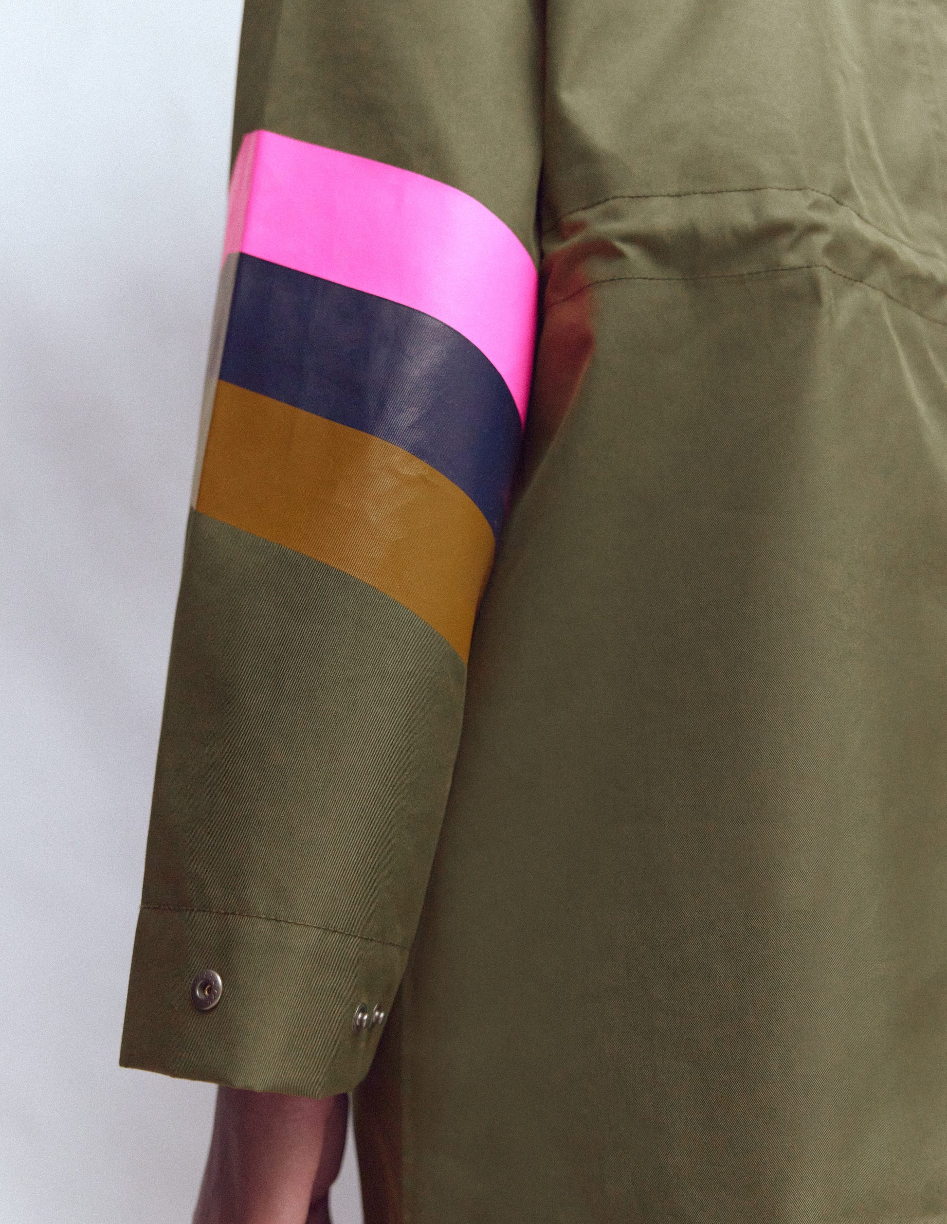 Striped Longline Rain Mac-Woodland Green Stripe-3