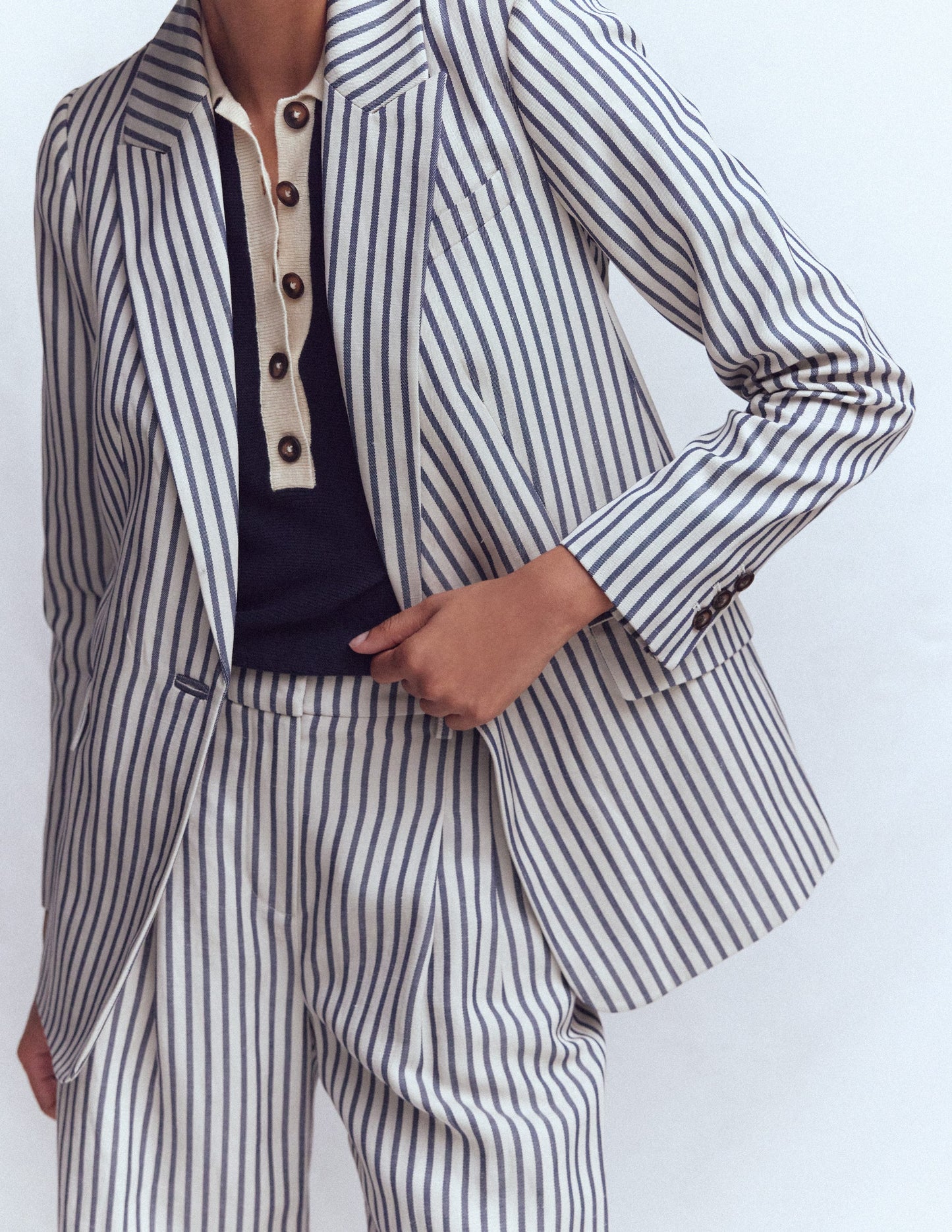 Woodbridge Relaxed Blazer-Blue and Ivory Stripe