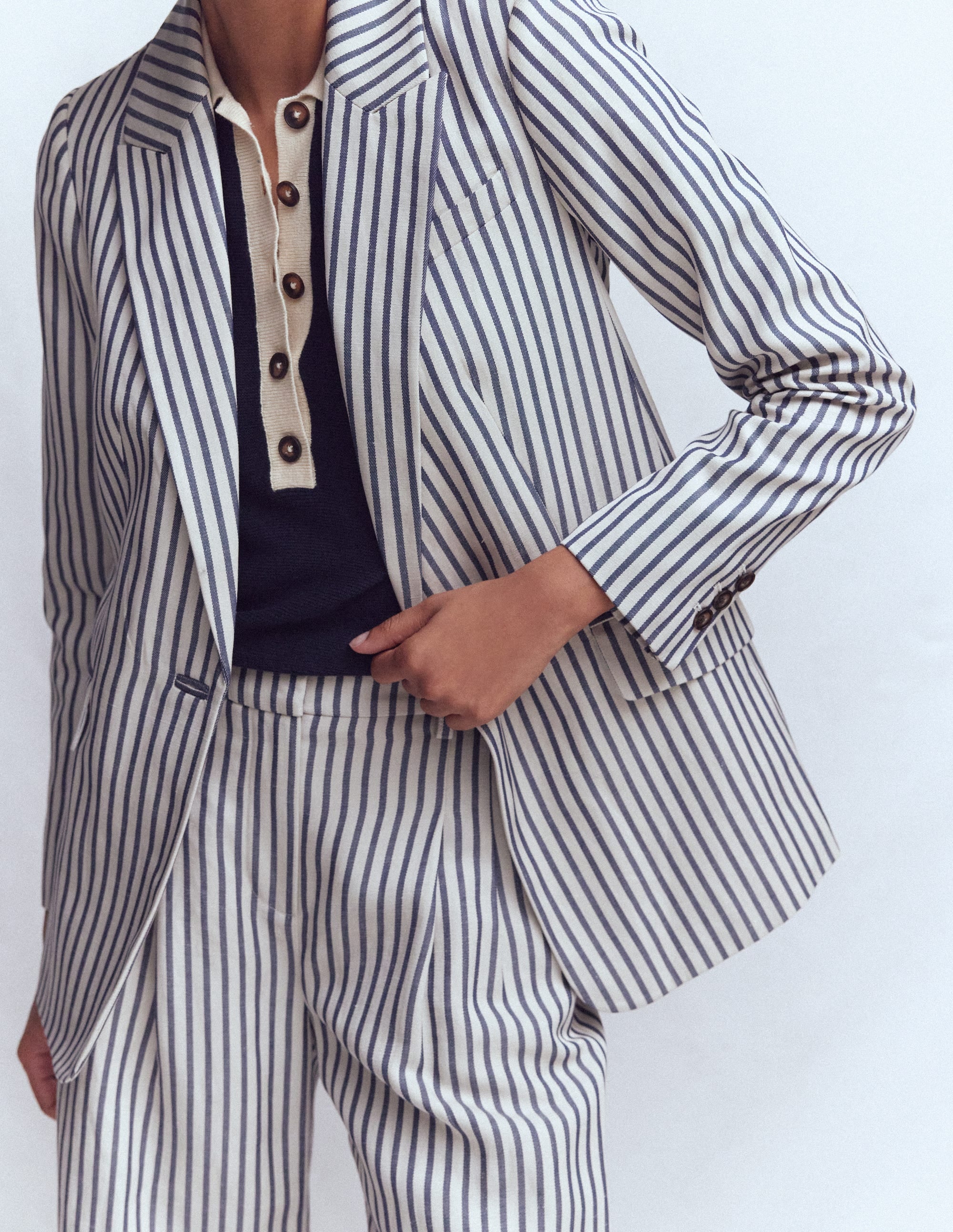 Woodbridge Relaxed Blazer-Blue and Ivory Stripe - Image 2
