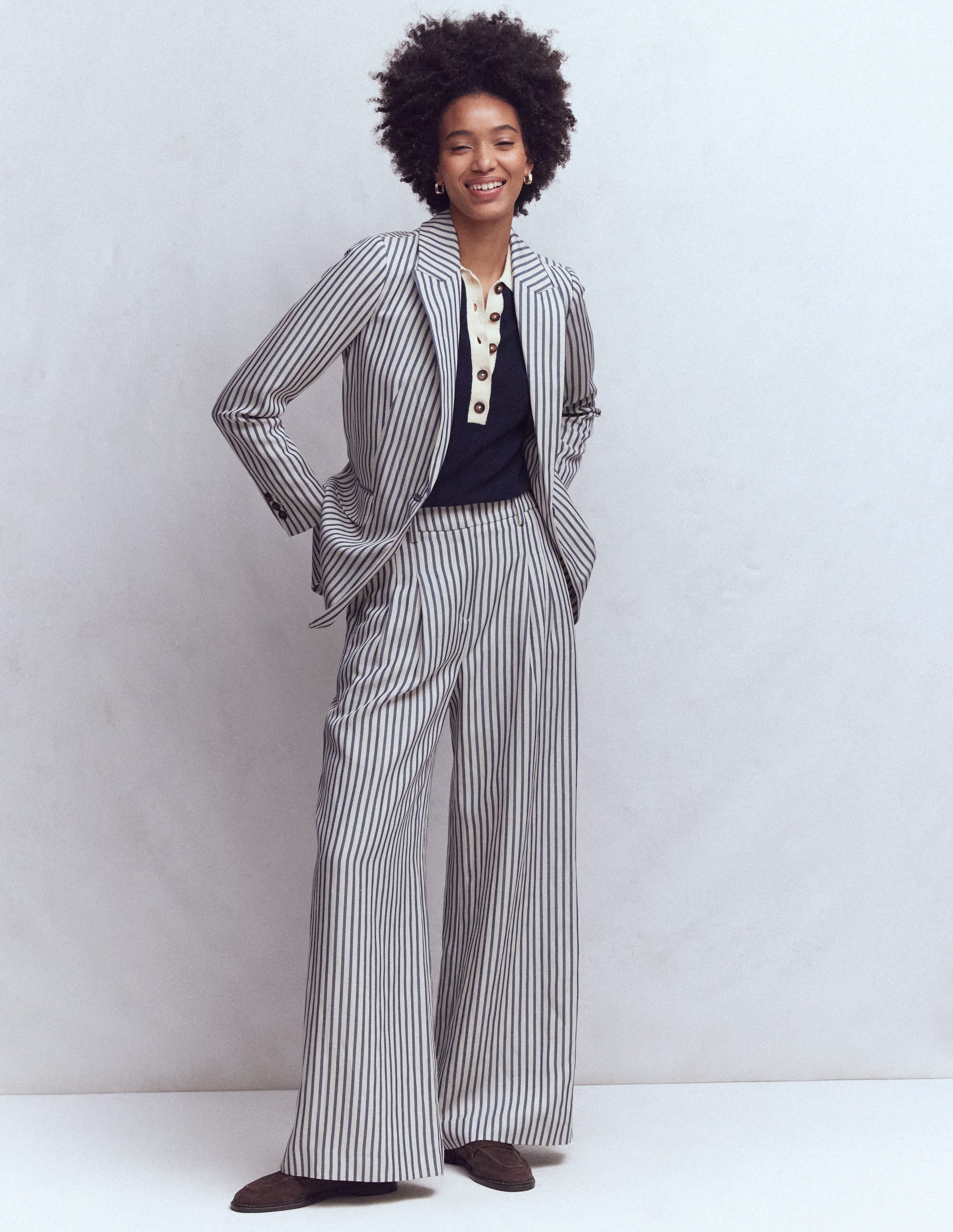 Woodbridge Relaxed Blazer-Blue and Ivory Stripe - Image 5