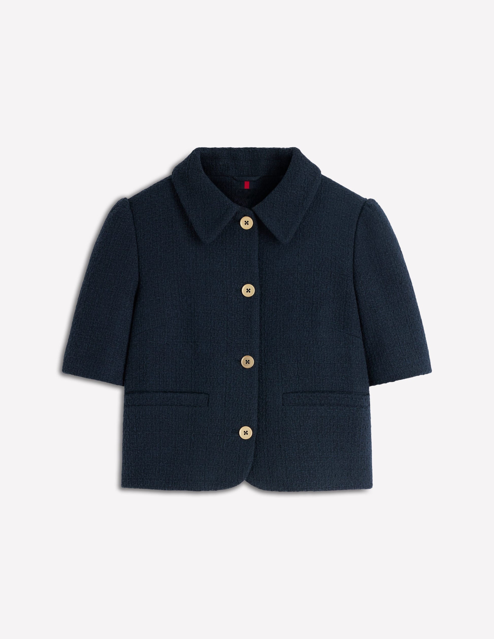 Short Sleeve Textured Jacket-Navy-5