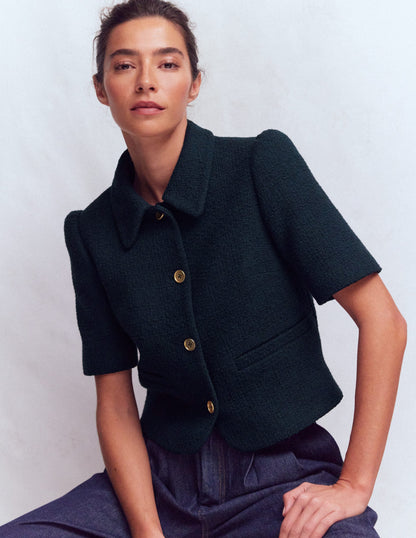 Short Sleeve Textured Jacket-Navy-1