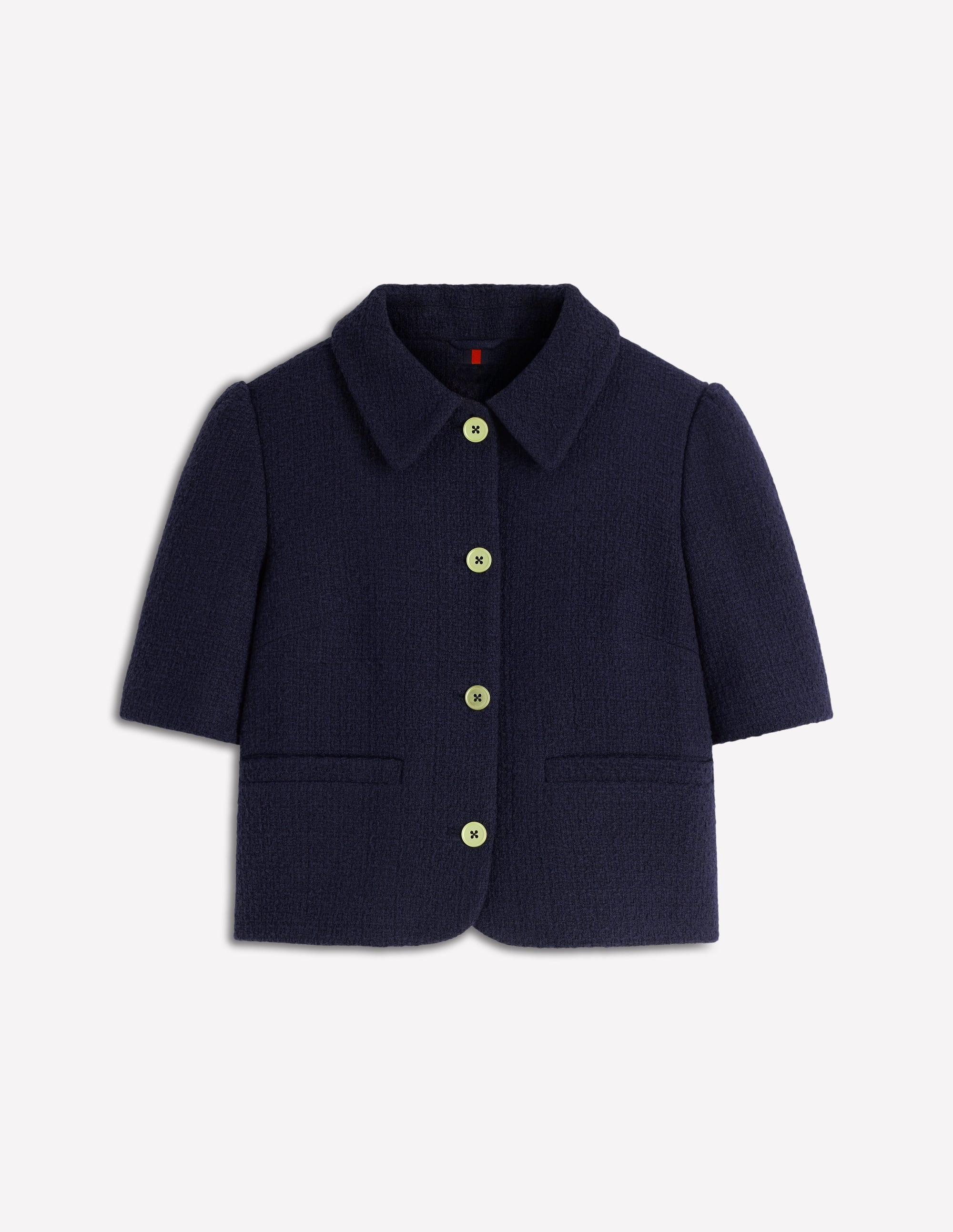 Short Sleeve Textured Jacket-Navy - Image 5