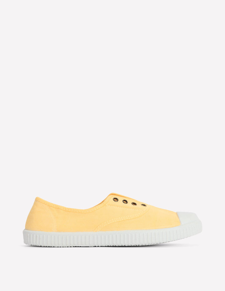 Laceless Canvas Plimsoll-Buttercream