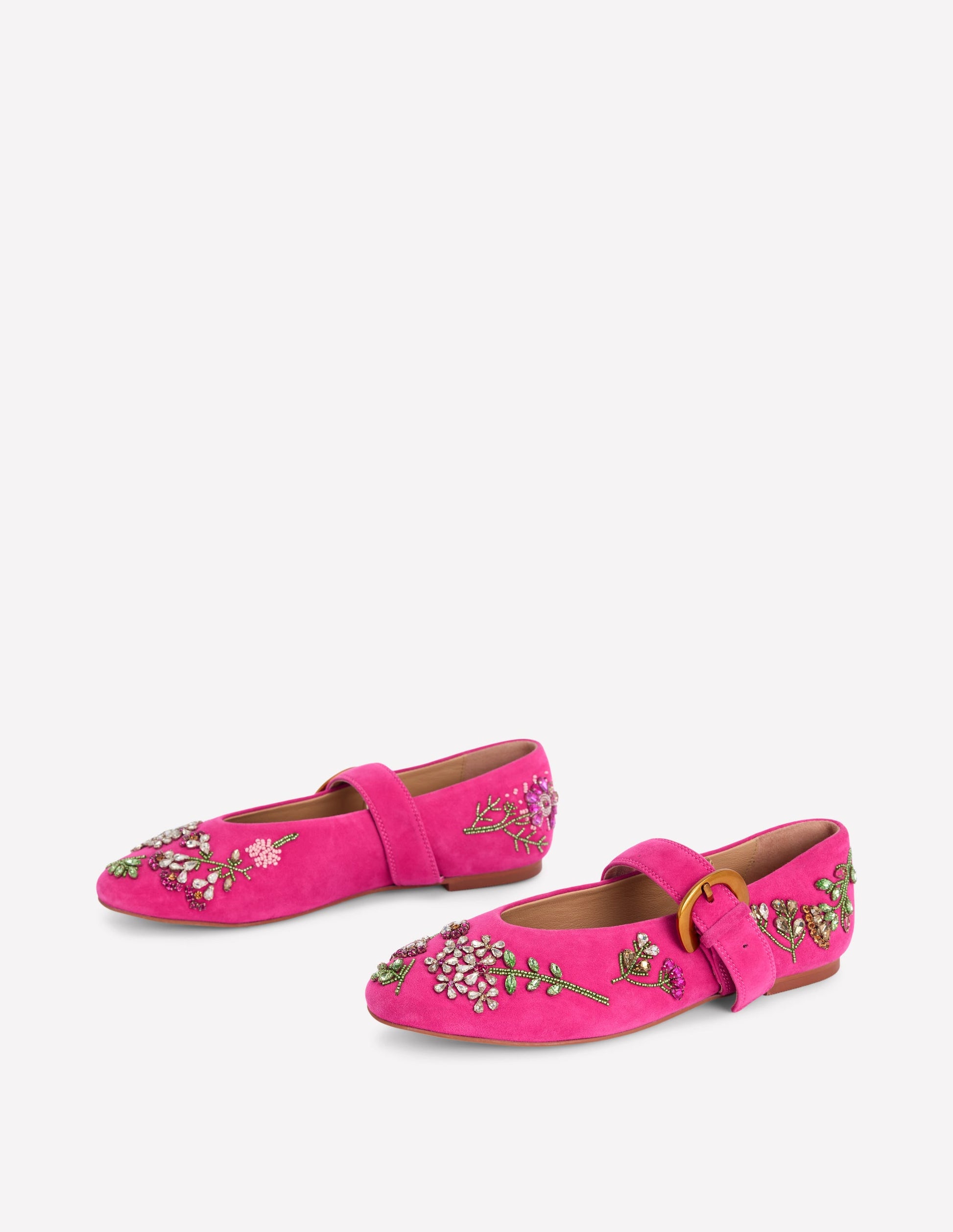Kylie Flat Buckle Mary Janes-Embellished Pink-3