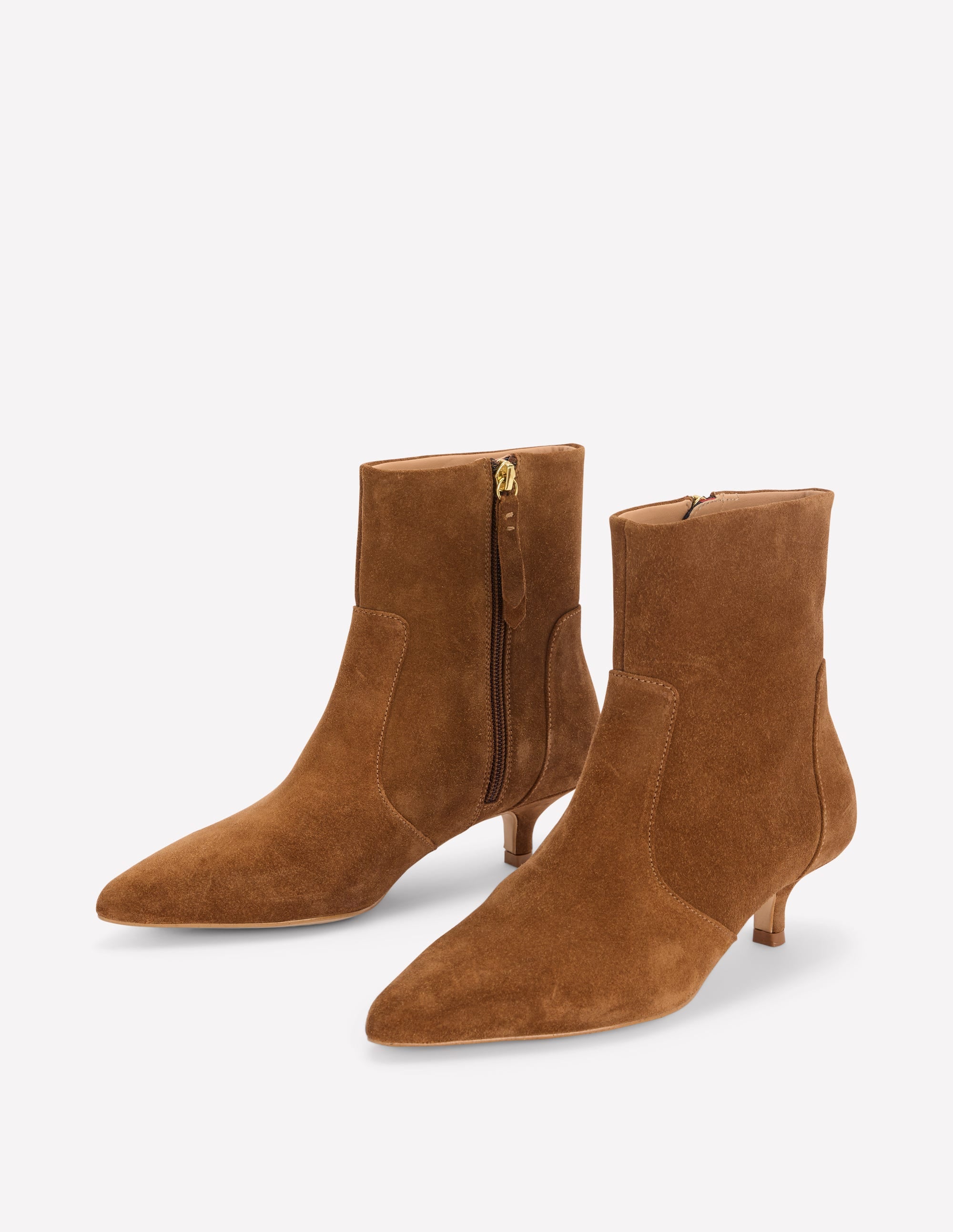 Isobel Kitten Heel Ankle Boot-Cognac Suede - Image 4
