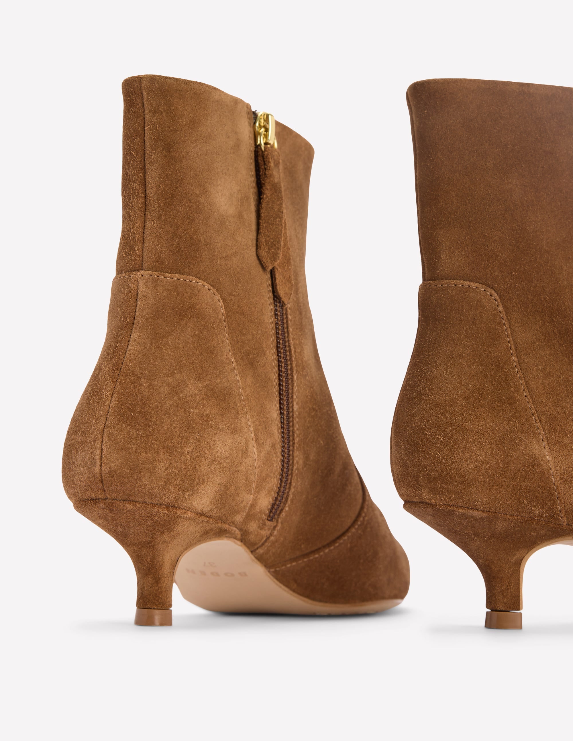 Isobel Kitten Heel Ankle Boot-Cognac Suede - Image 5