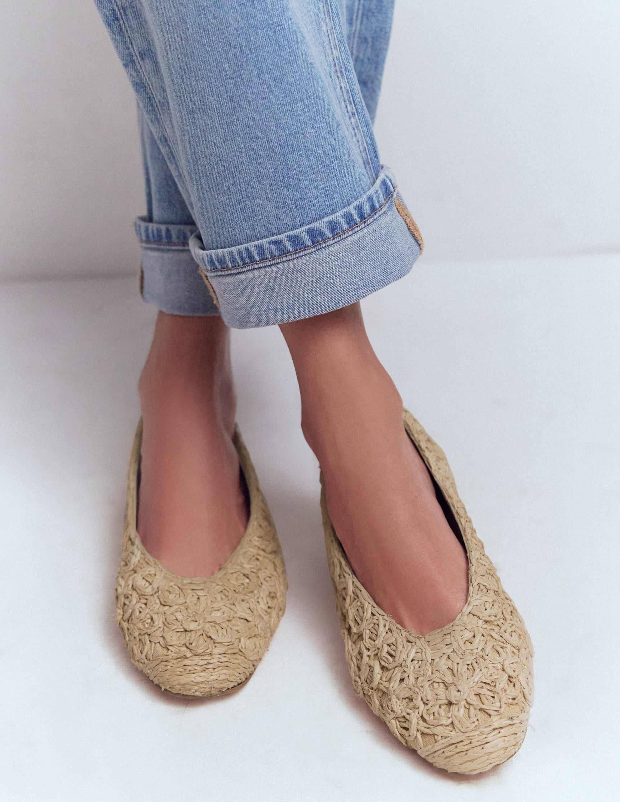 High Cut Ballet Flats-Flower Raffia - Image 2