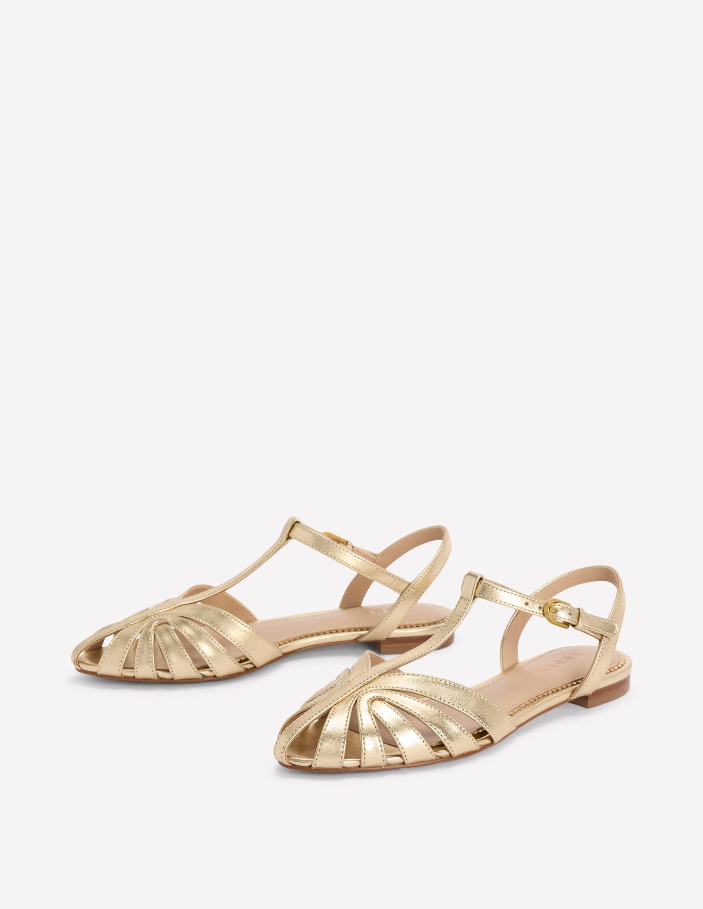 Caged Flat Sandal-Gold