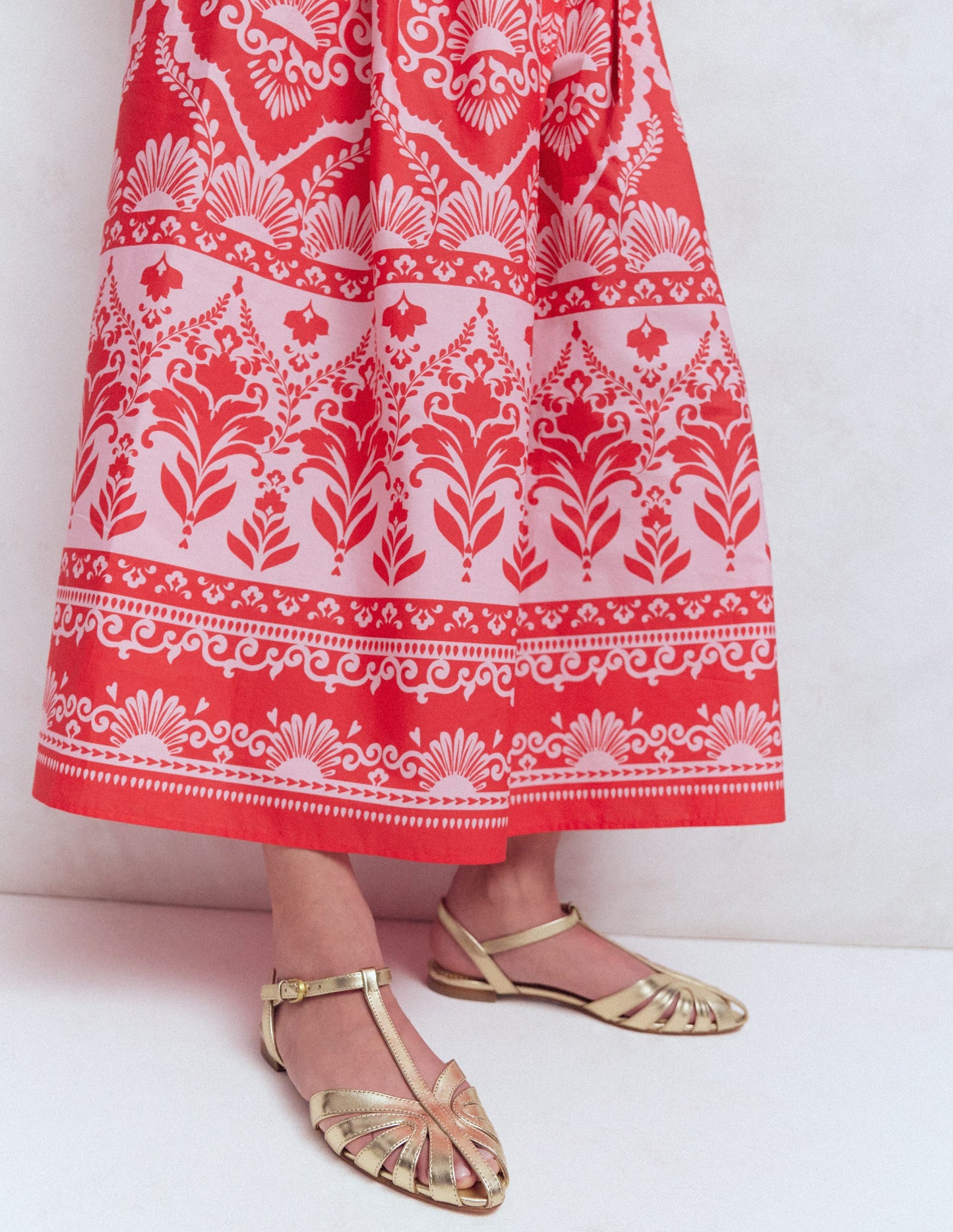 Caged Flat Sandal-Gold