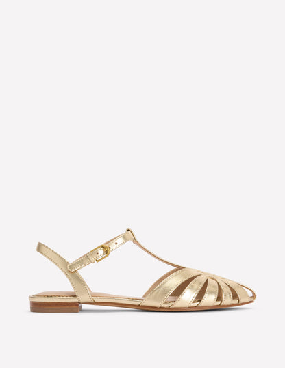Caged Flat Sandal-Gold-1