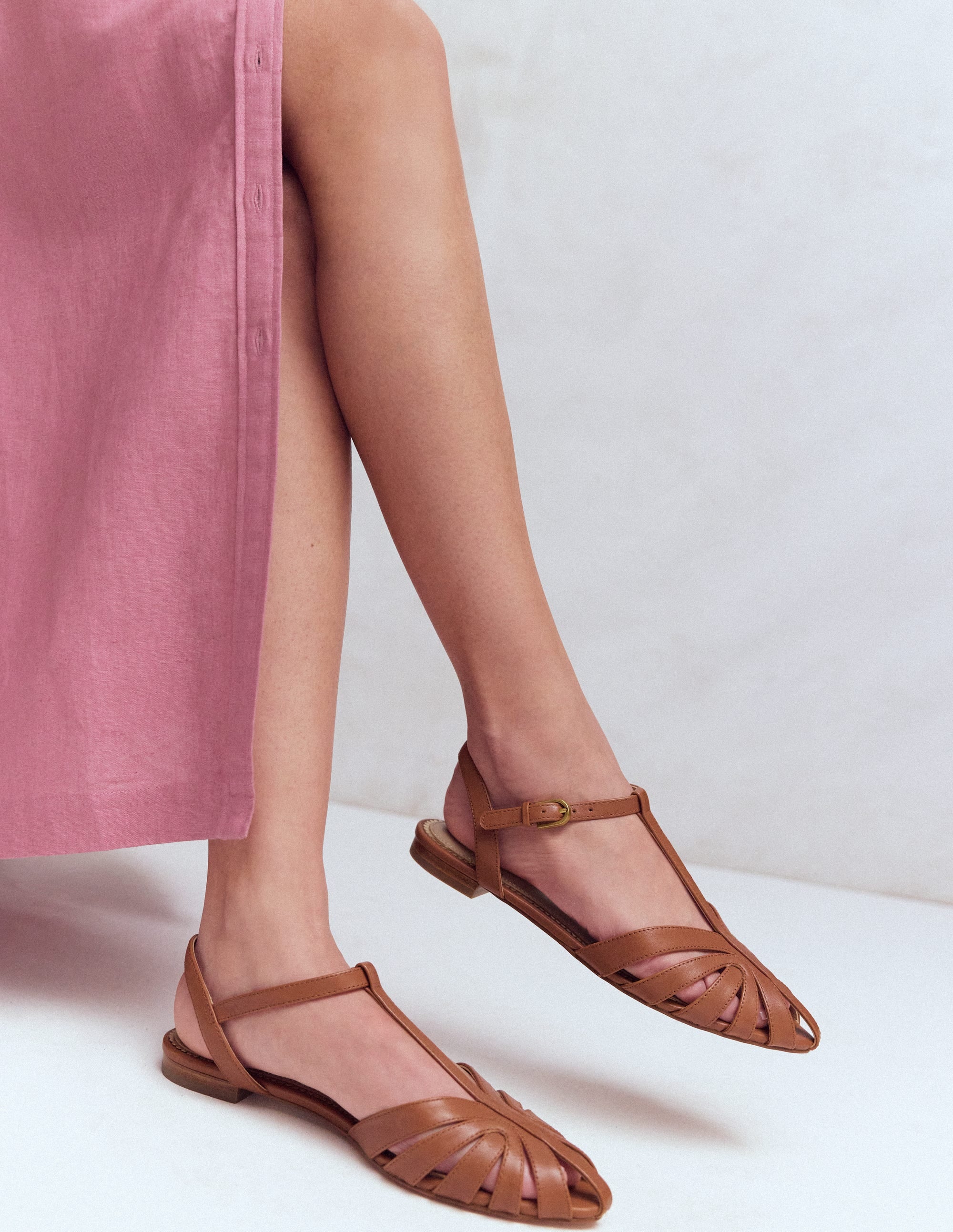 Caged Flat Sandal-Tan - Image 2