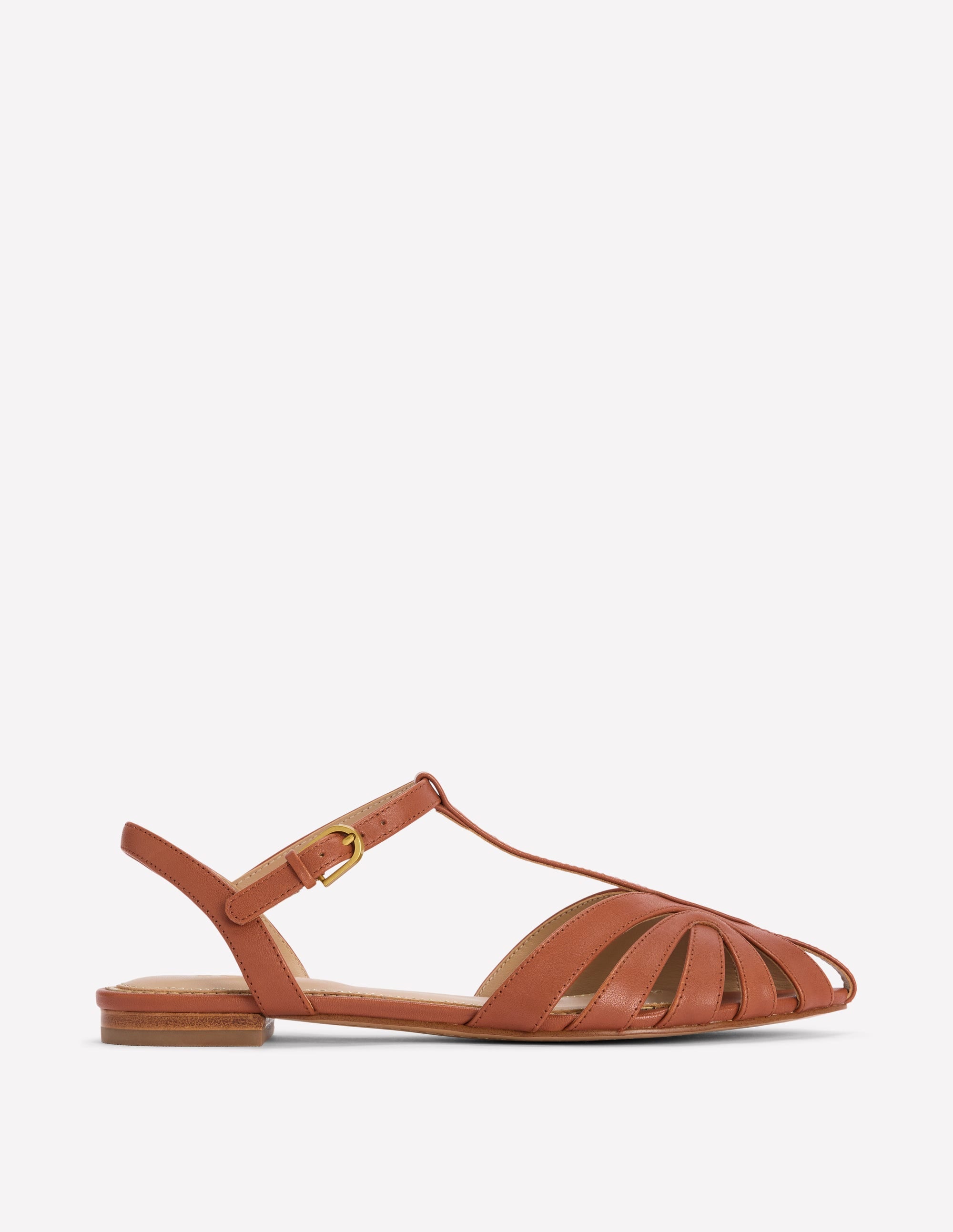 Caged Flat Sandal-Tan - Image 1