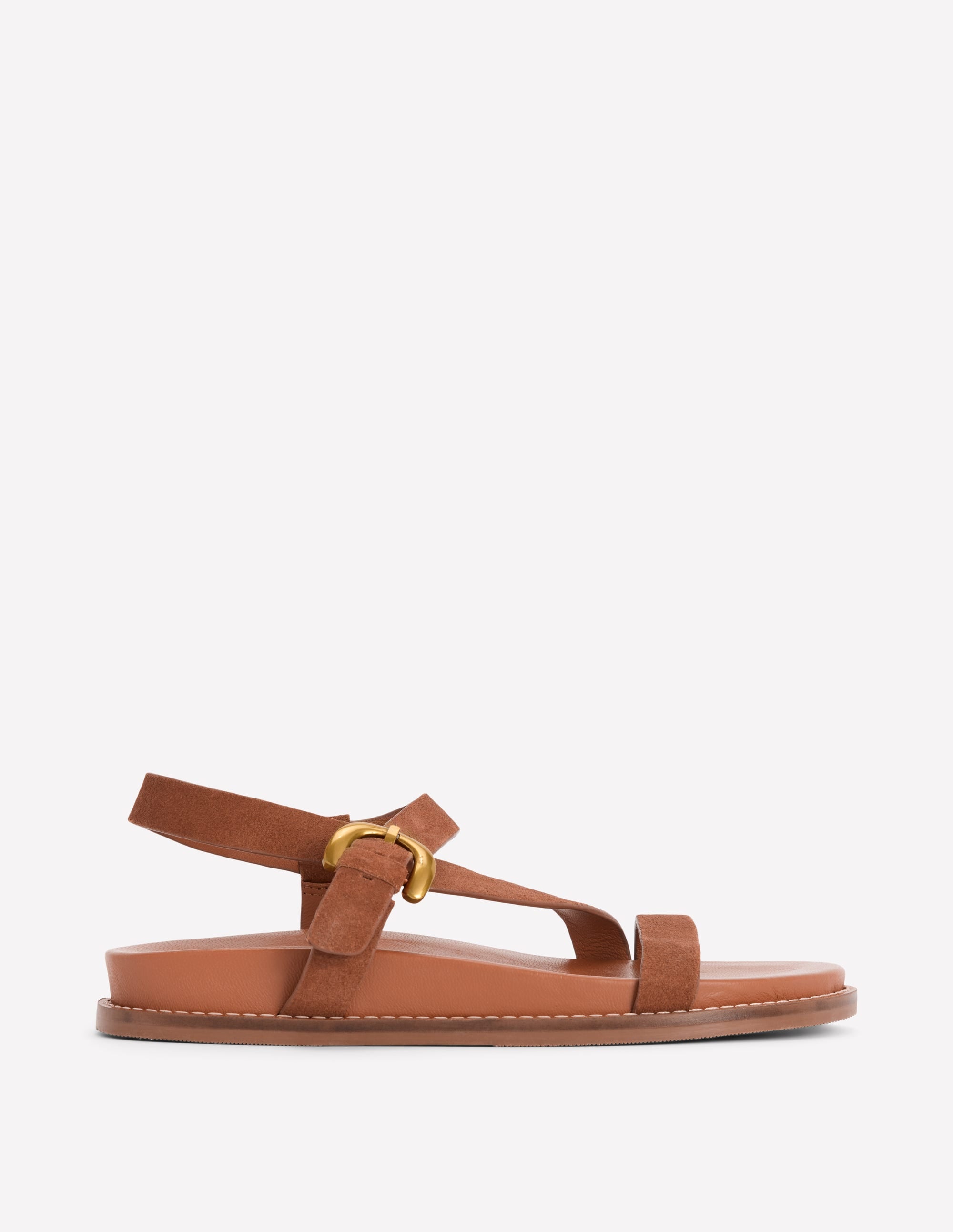 Chunky Asymmetric Sandal-Tan Suede - Image 1
