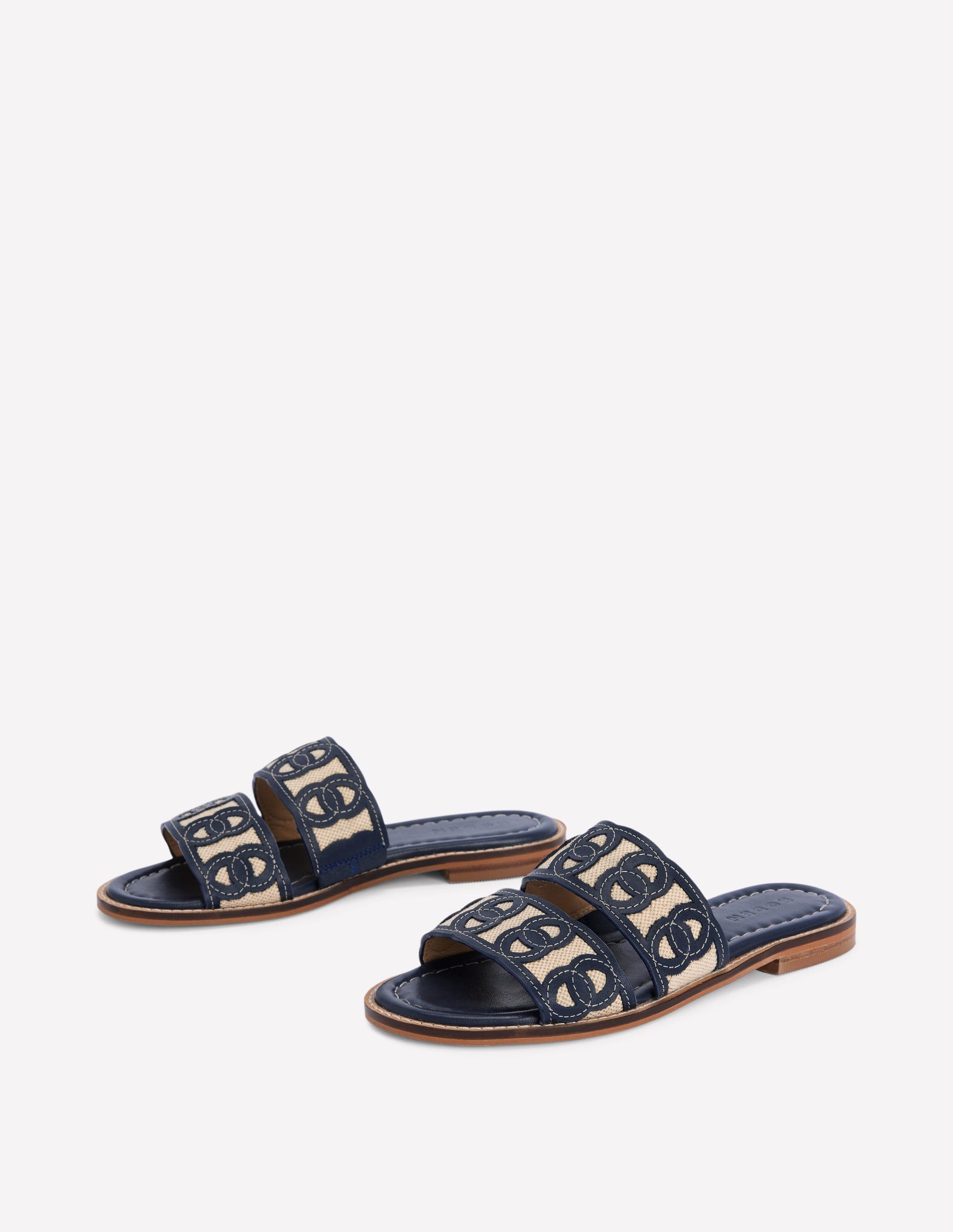 Interlocked Flat Sandal-Navy-4