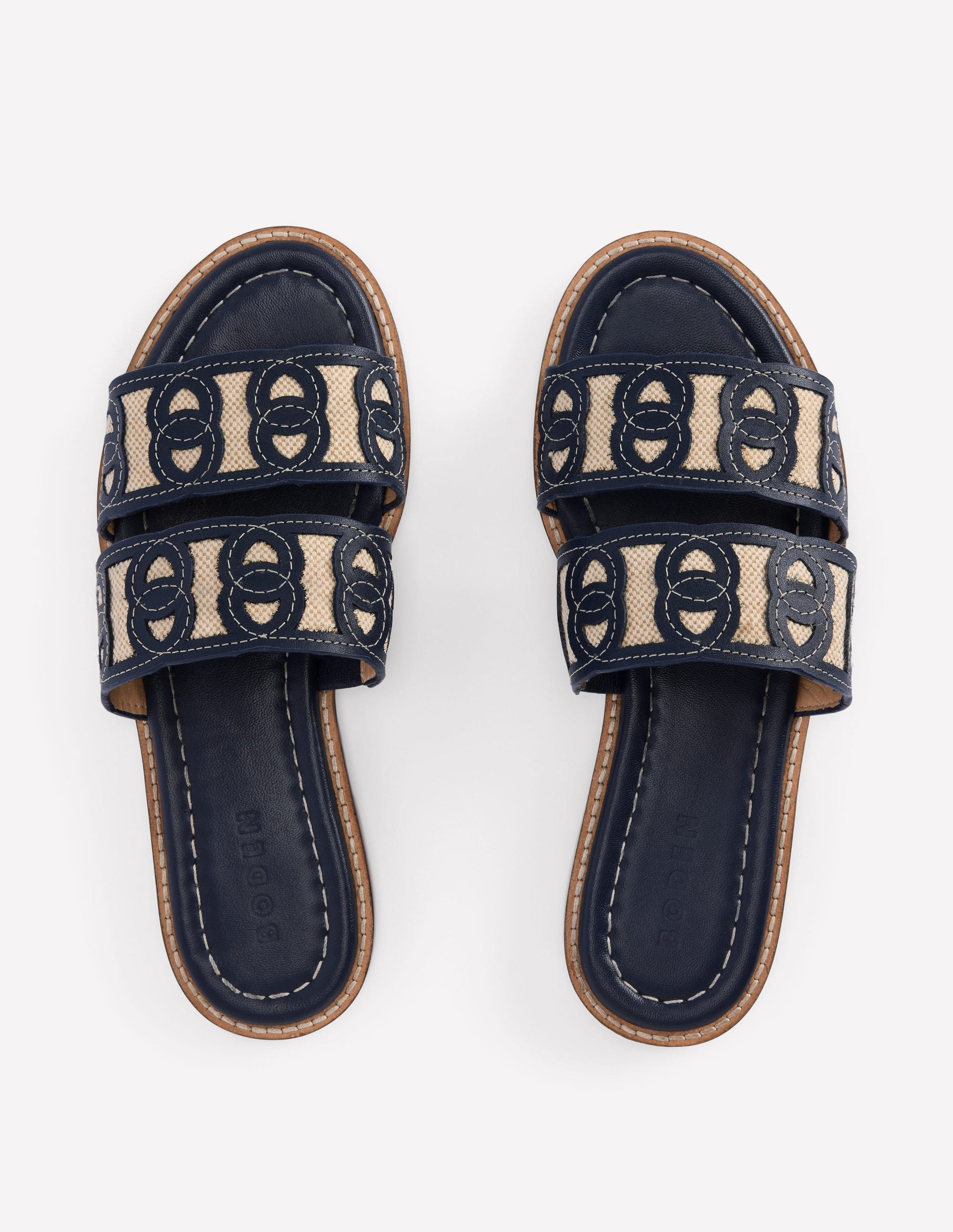 Interlocked Flat Sandal-Navy | Boden UK Interlocked Flat Sandal-Navy | Boden UK