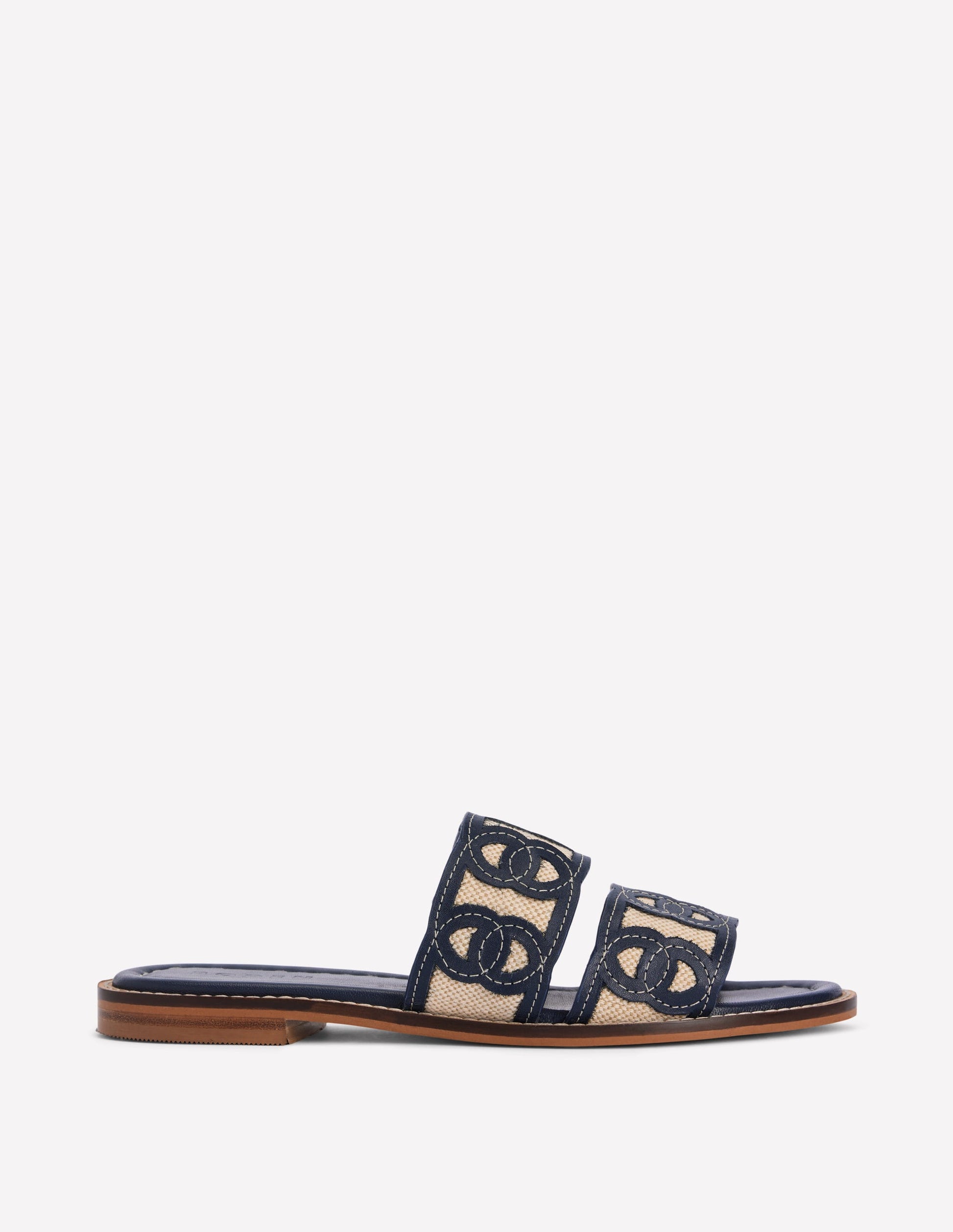 Interlocked Flat Sandal-Navy-1