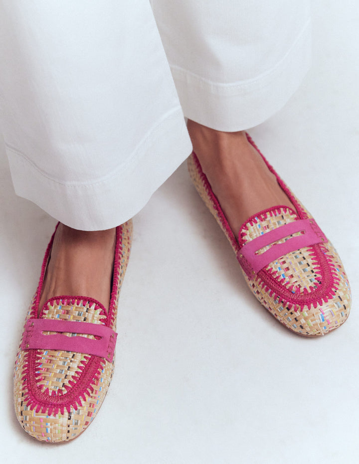 Classic Penny Loafers-Multi Raffia