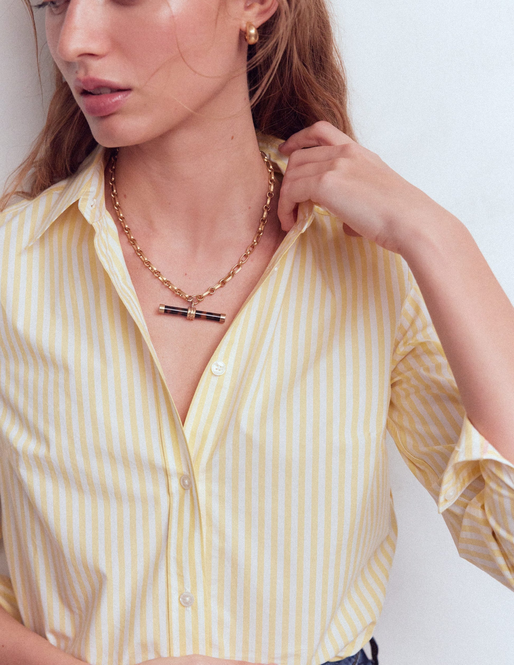 Resin Interest T-bar Necklace-Classic Tort-3