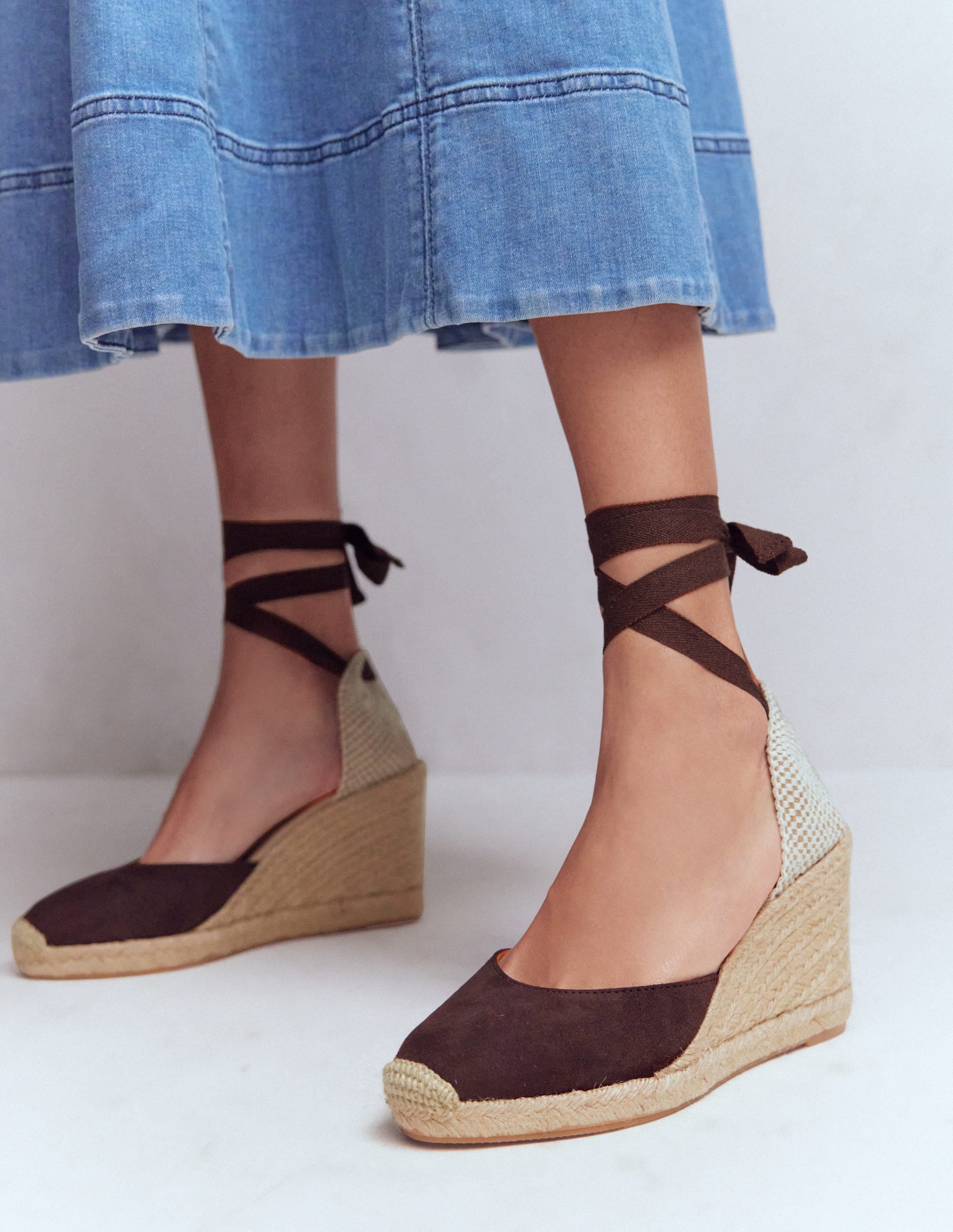Cassie High Wedge Espadrilles-Bitter Chocolate - Image 2