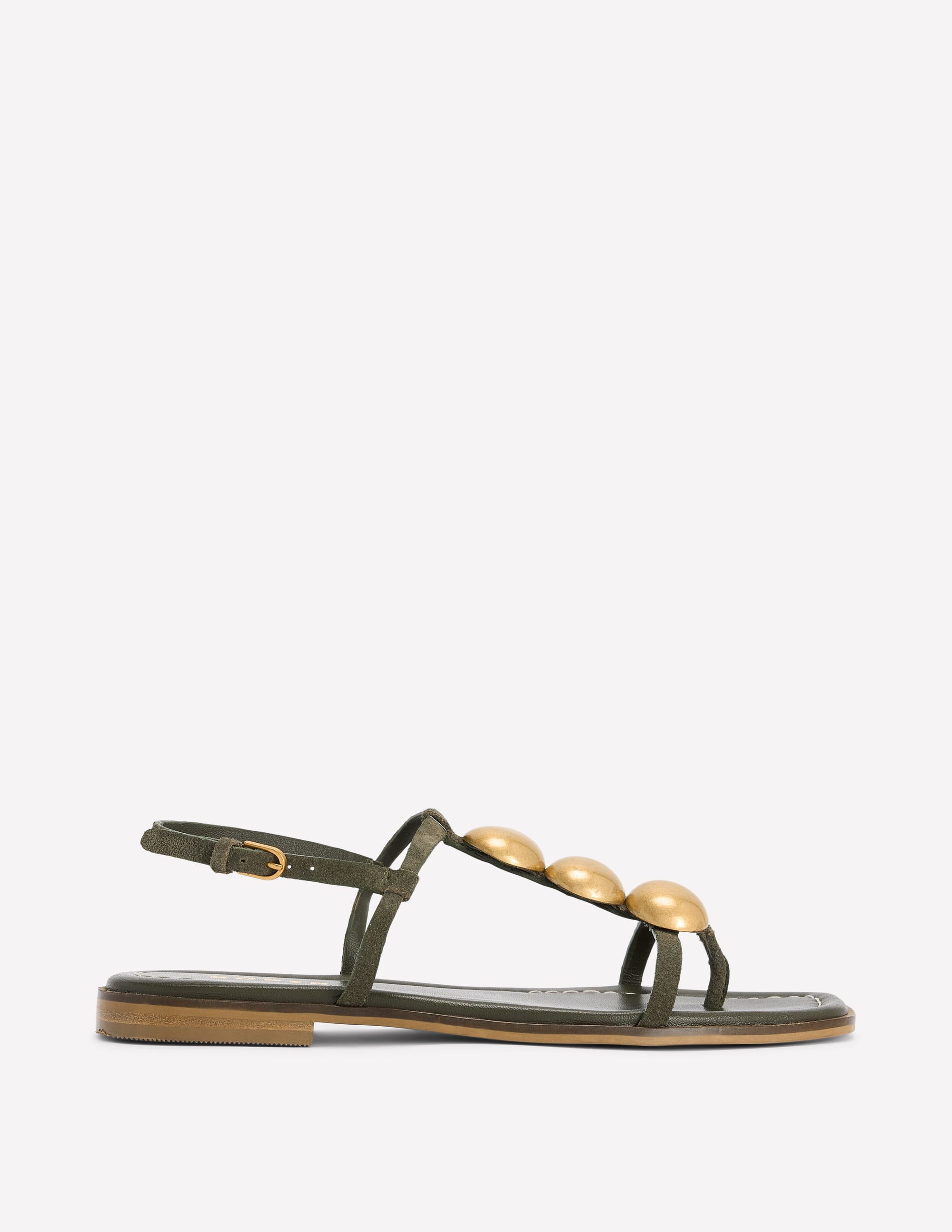 Disc Flat Sandals-Deep Olive - Image 1