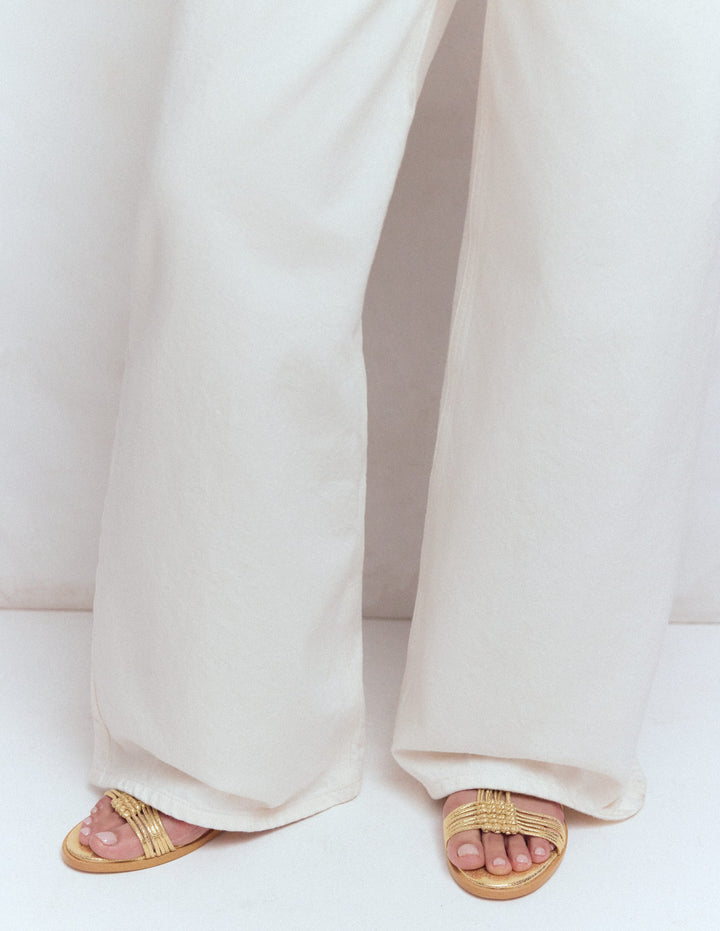 Multi Strap Knot Sandal-Gold