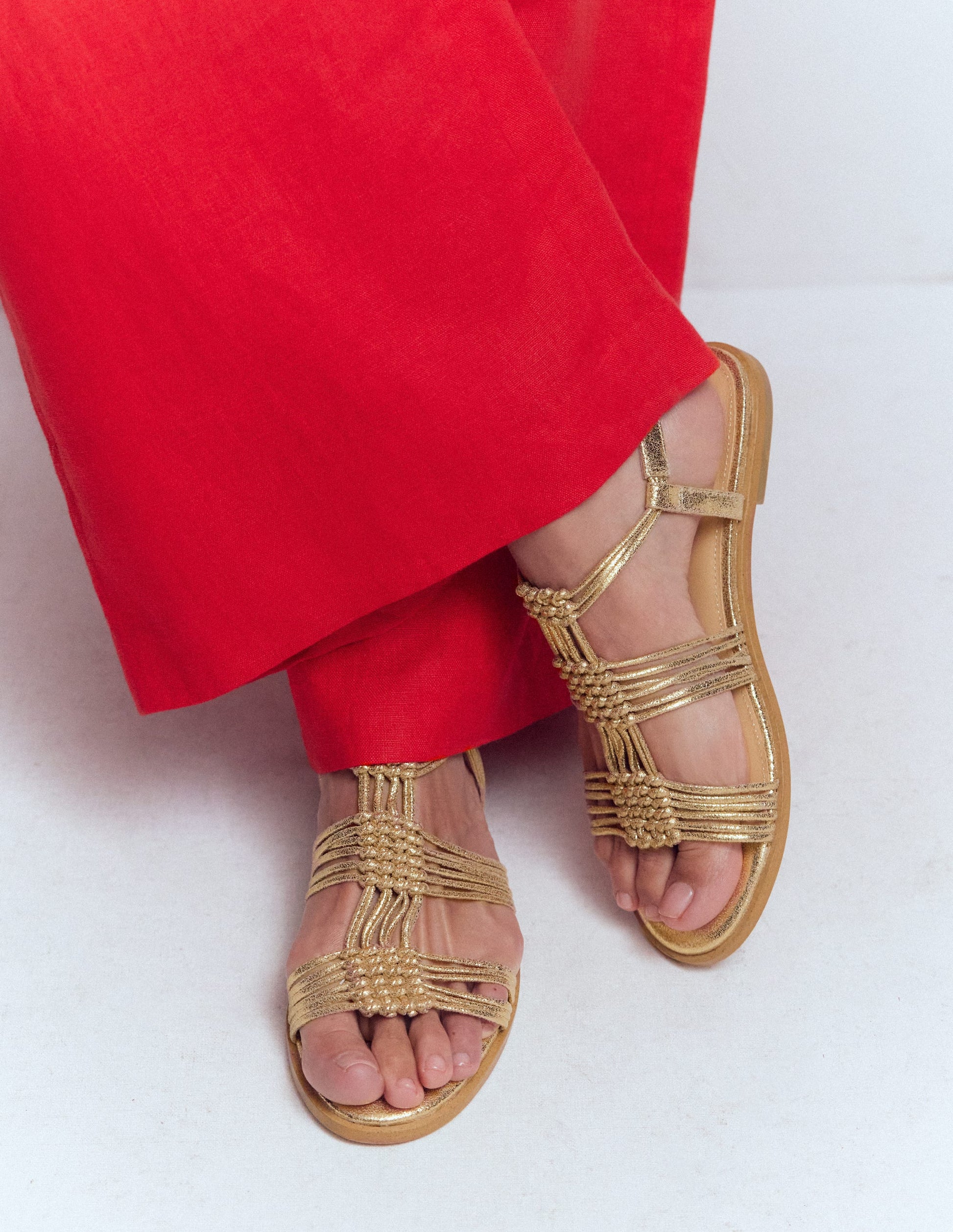 Multi Strap Knot Sandal-Gold-2