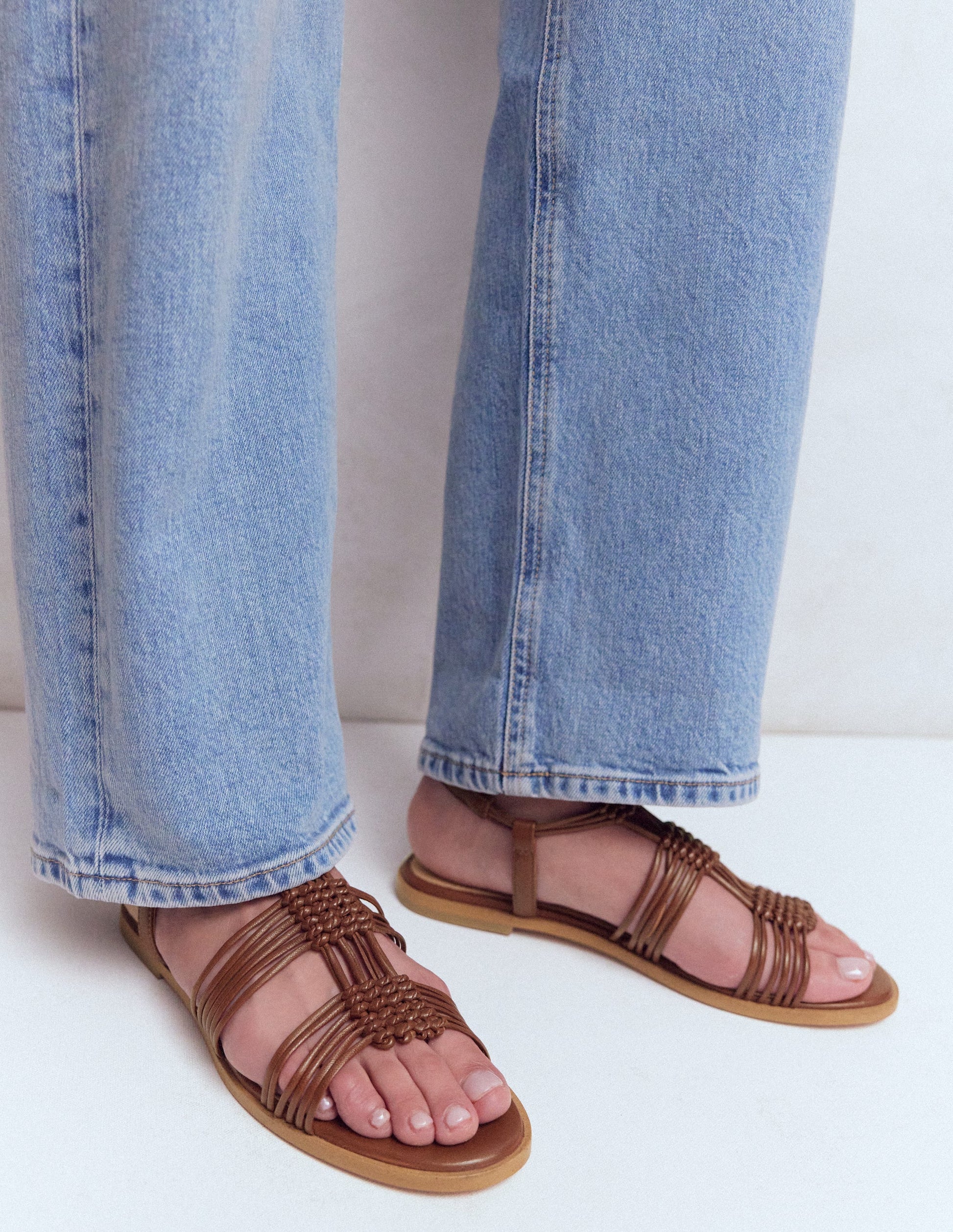 Multi Strap Knot Sandal-Tan-2