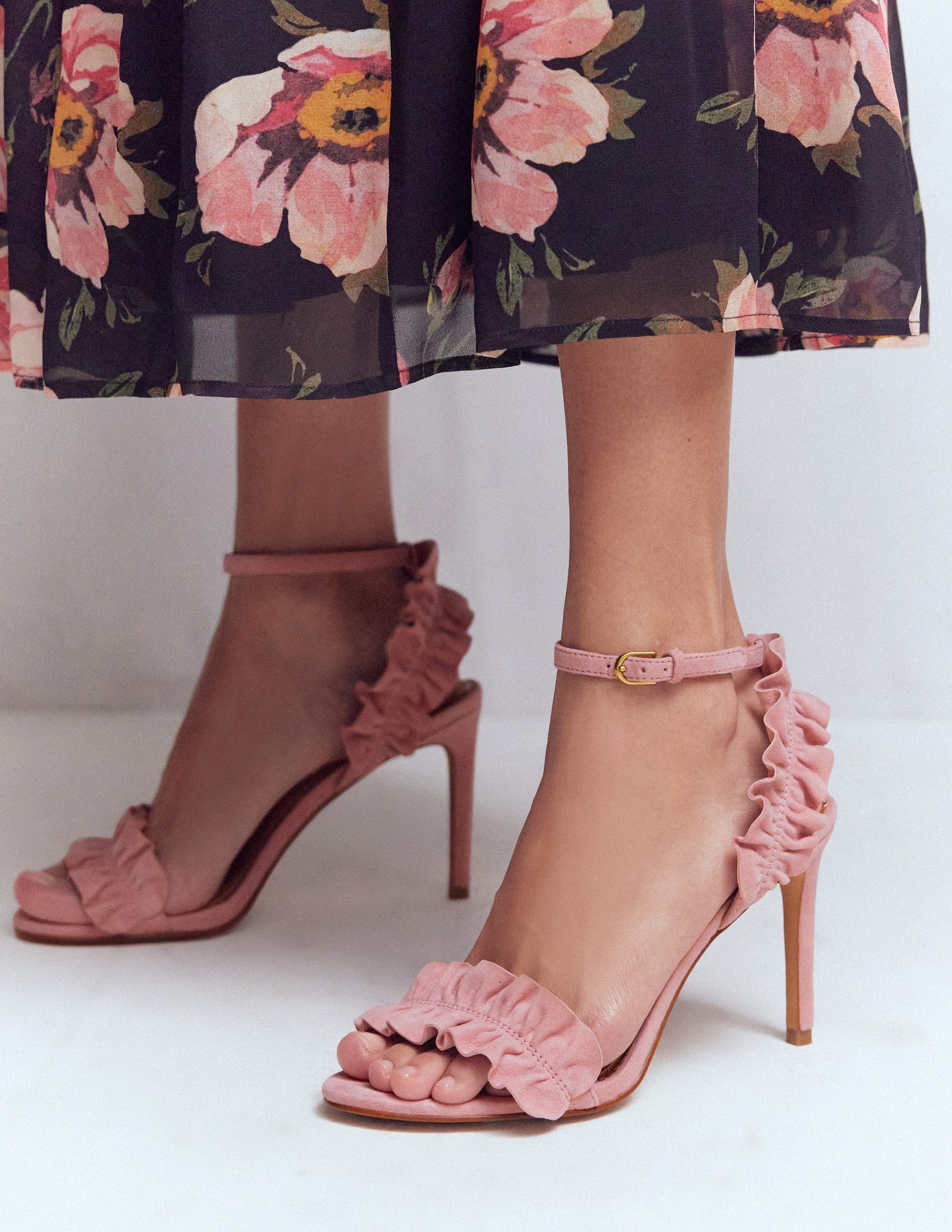 Pleat Detail Heeled Sandal-Almond Pink-2
