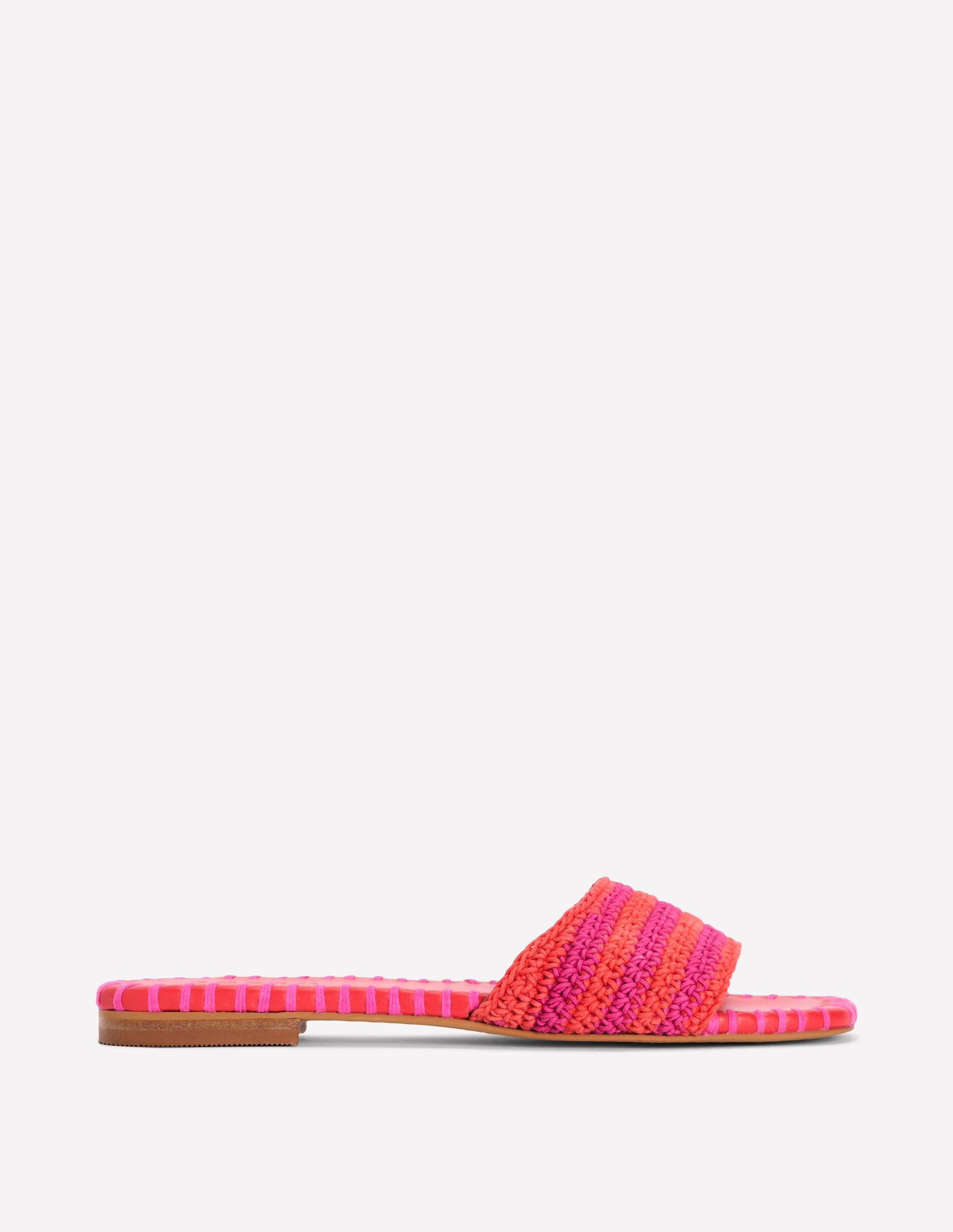 Trim Detail Flat Sandal-Pink Peony/Orange Stripe - Image 1