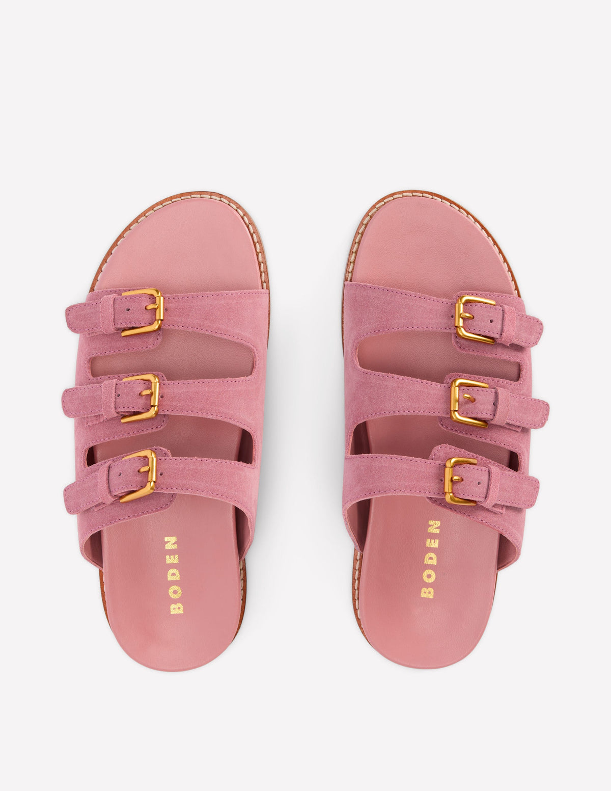 Triple Strap Footbed Sandal-Dusty Pink - Image 5