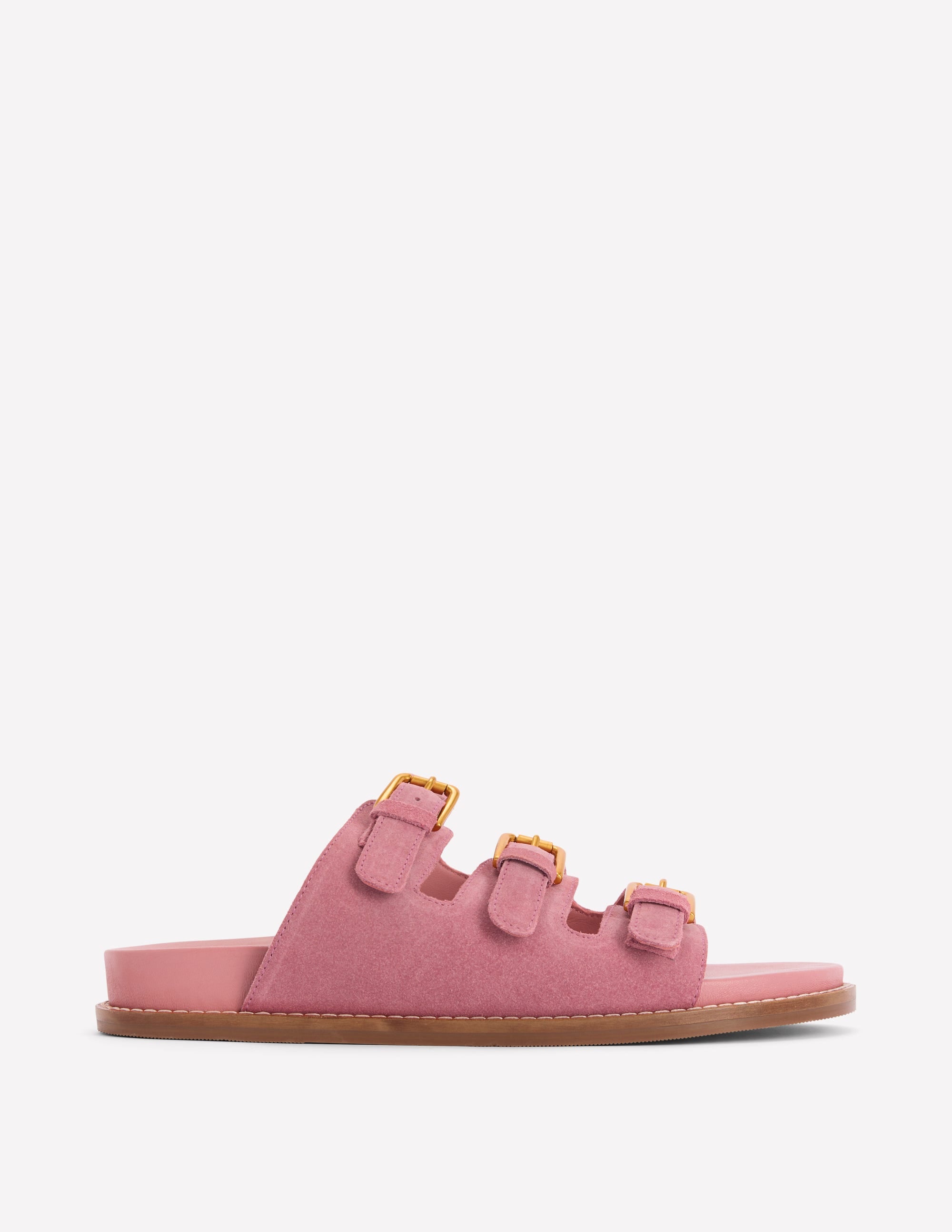 Triple Strap Footbed Sandal-Dusty Pink - Image 1