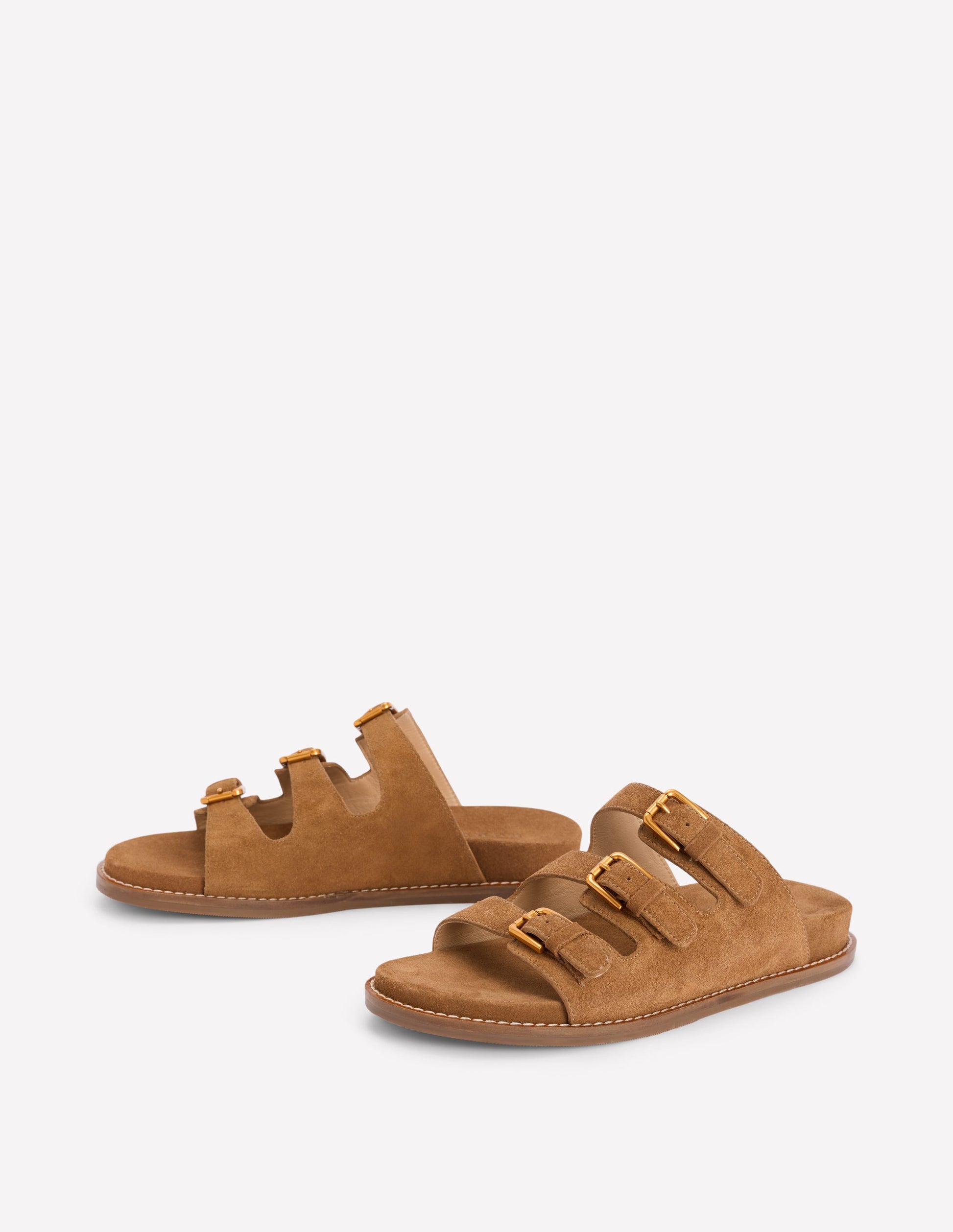 Triple Strap Footbed Sandal-Tan-3