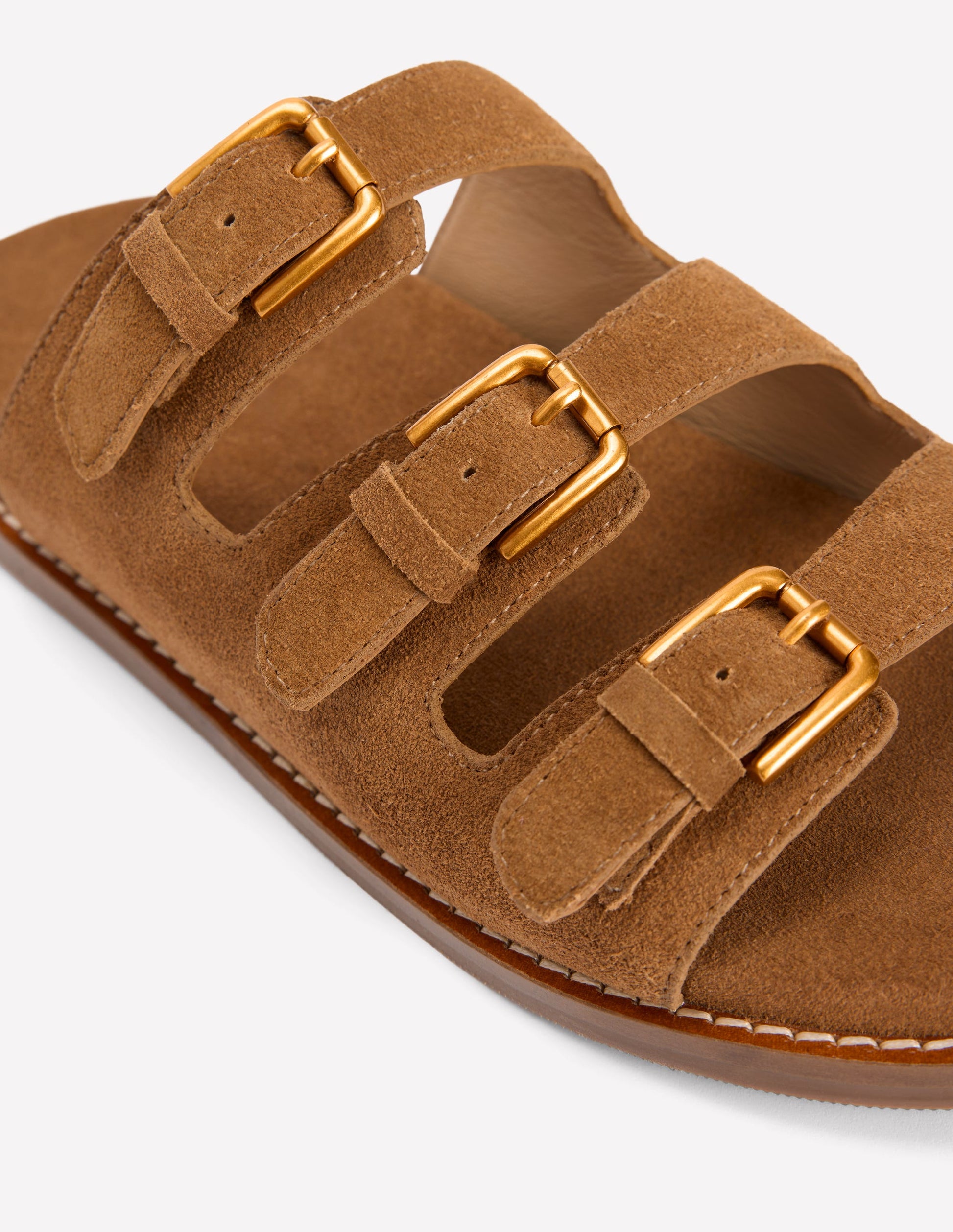 Triple Strap Footbed Sandal-Tan-4