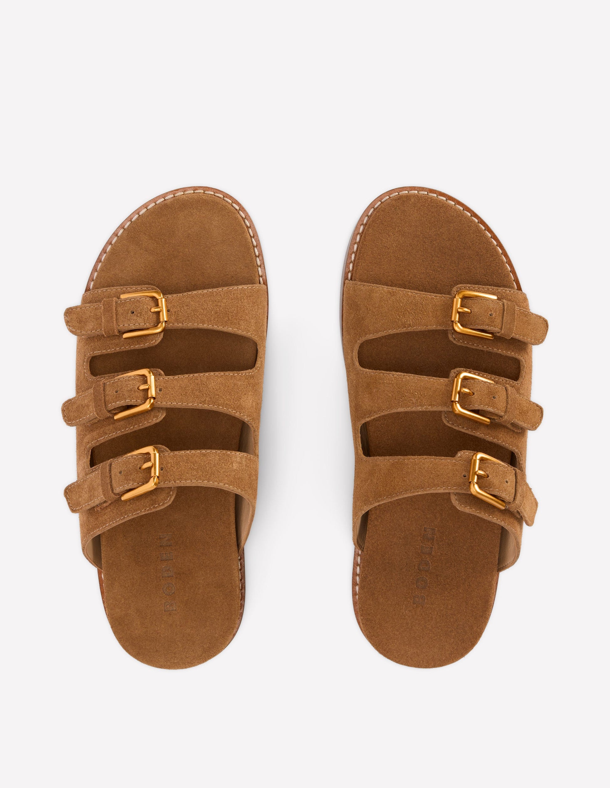 Triple Strap Footbed Sandal-Tan-5