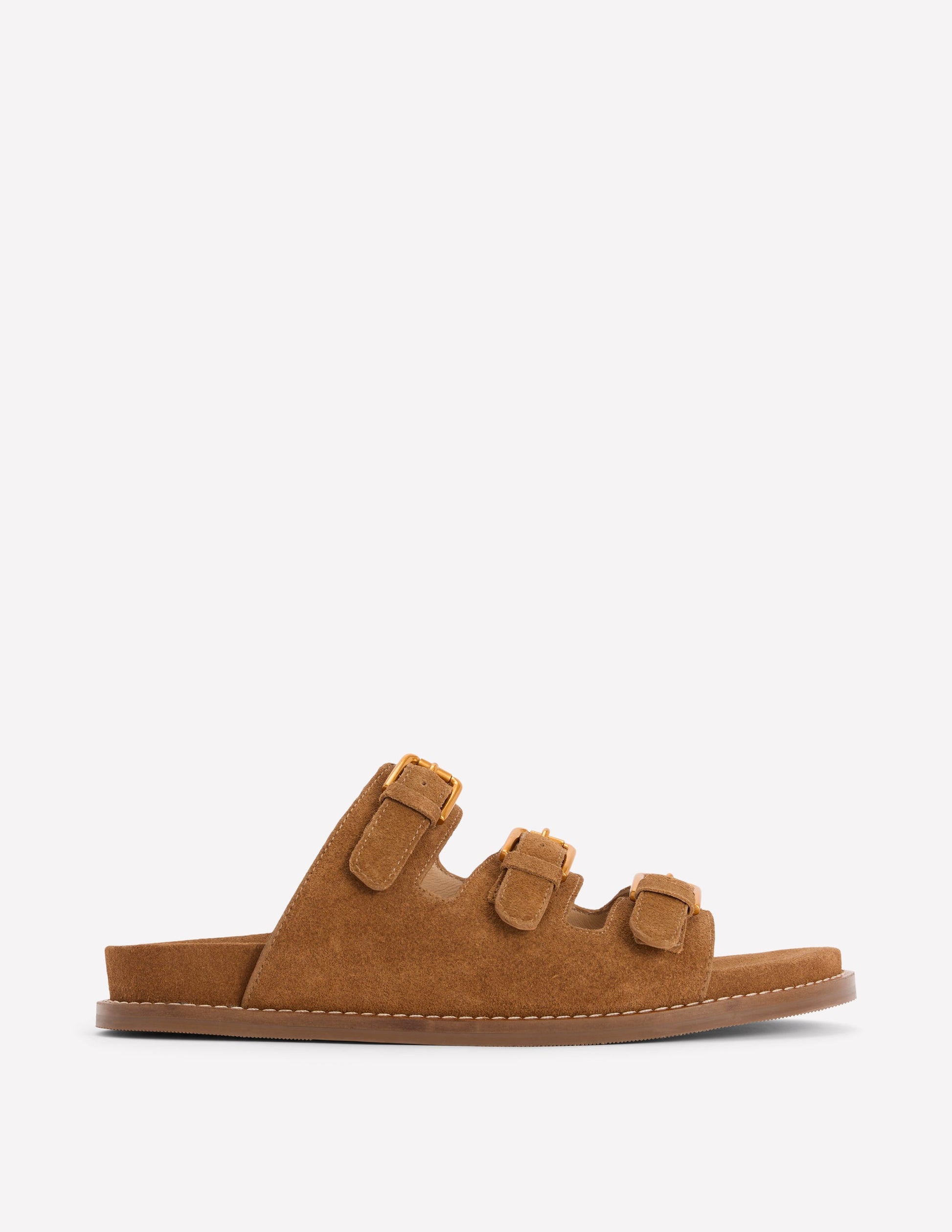 Triple Strap Footbed Sandal-Tan-1