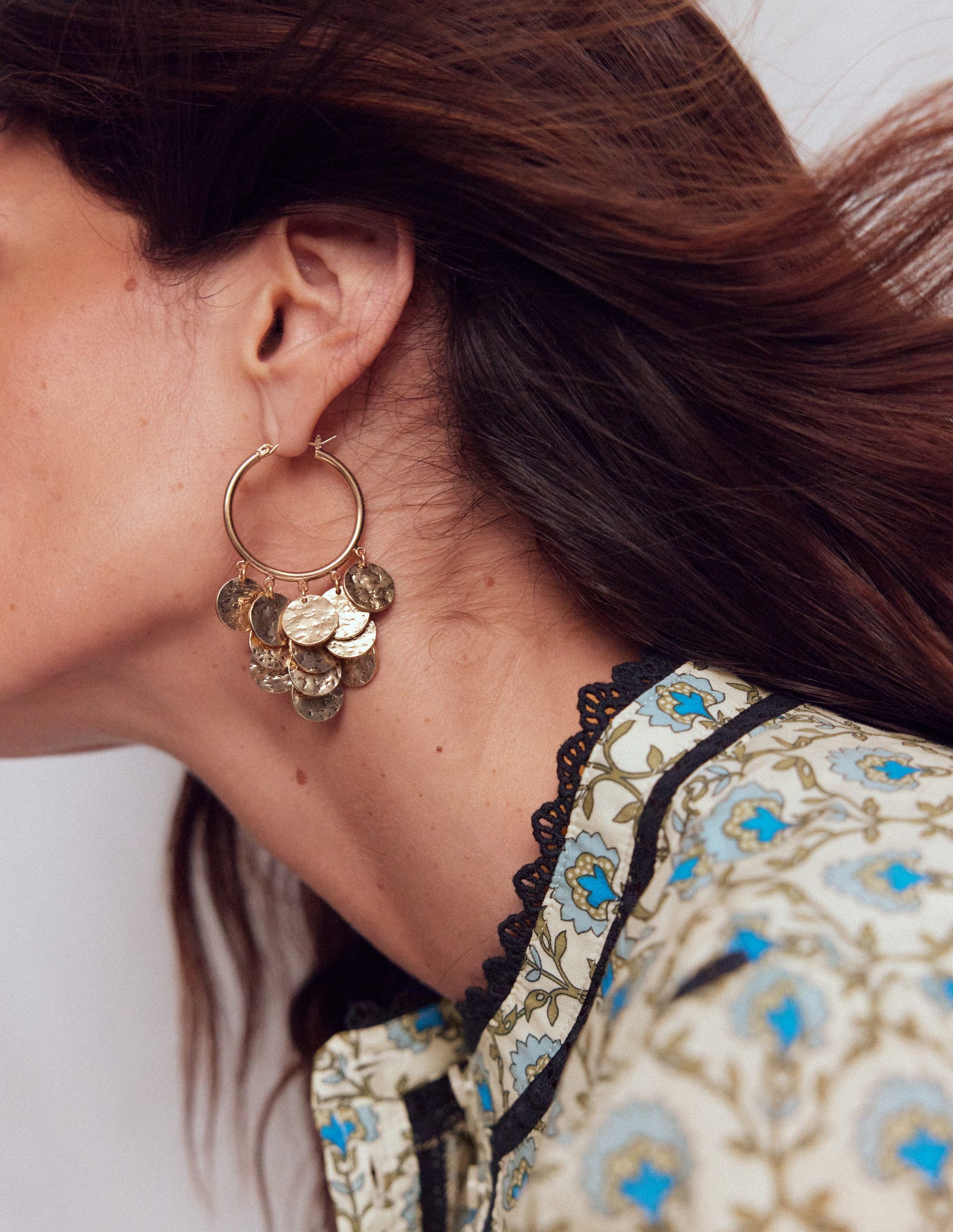 Hammered Gold Teardrop Hoops-Gold Colour-3