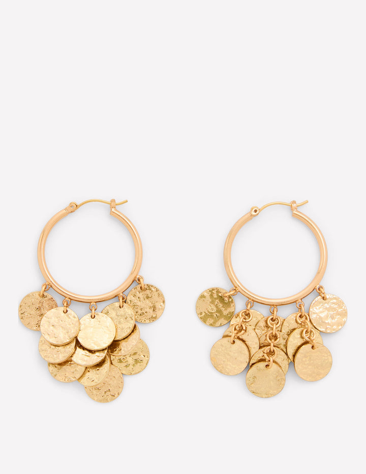 Hammered Gold Teardrop Hoops-Gold Colour