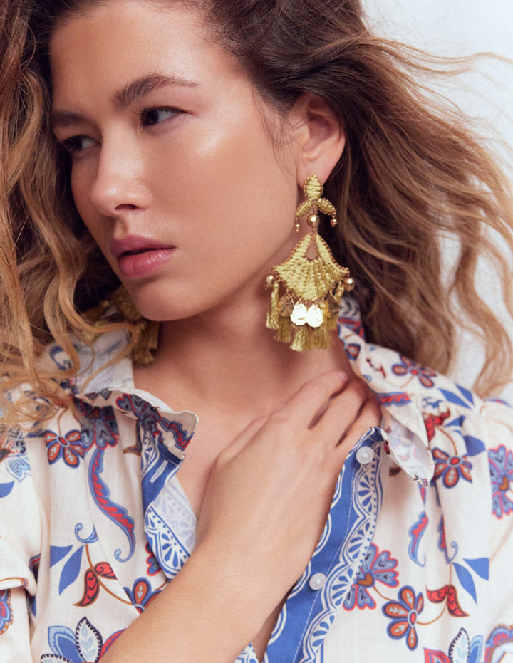Mega Motif Earrings-Gold Colour