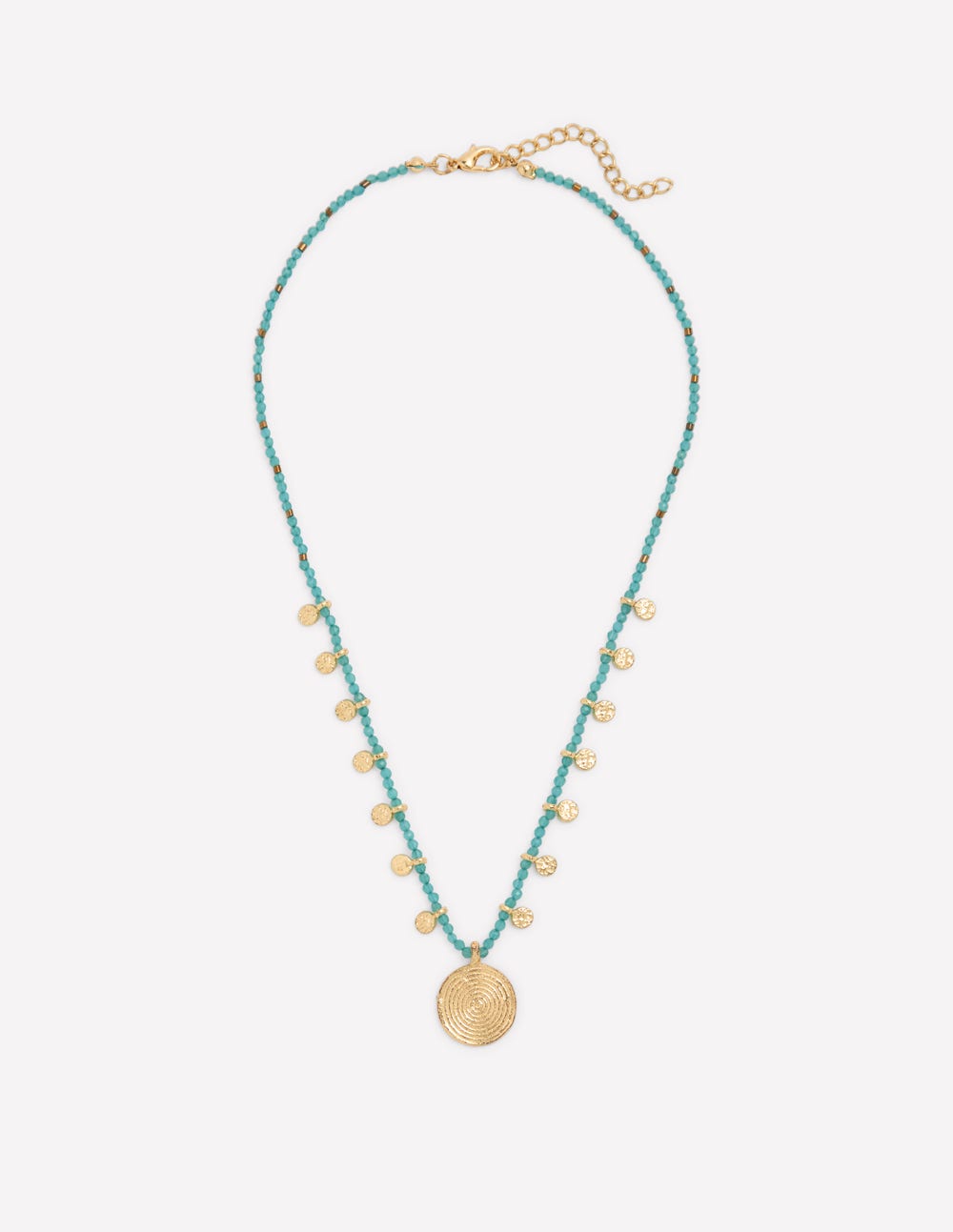 Short Bead Strand Necklace-Blue - Image 1