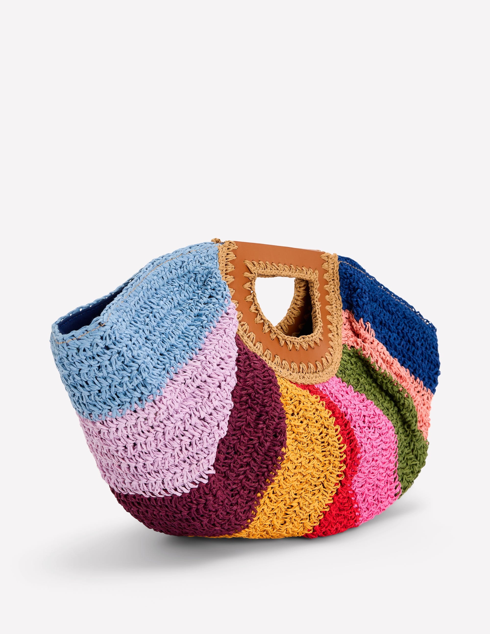 Raffia Moon Clutch-Multi Stripe - Image 3